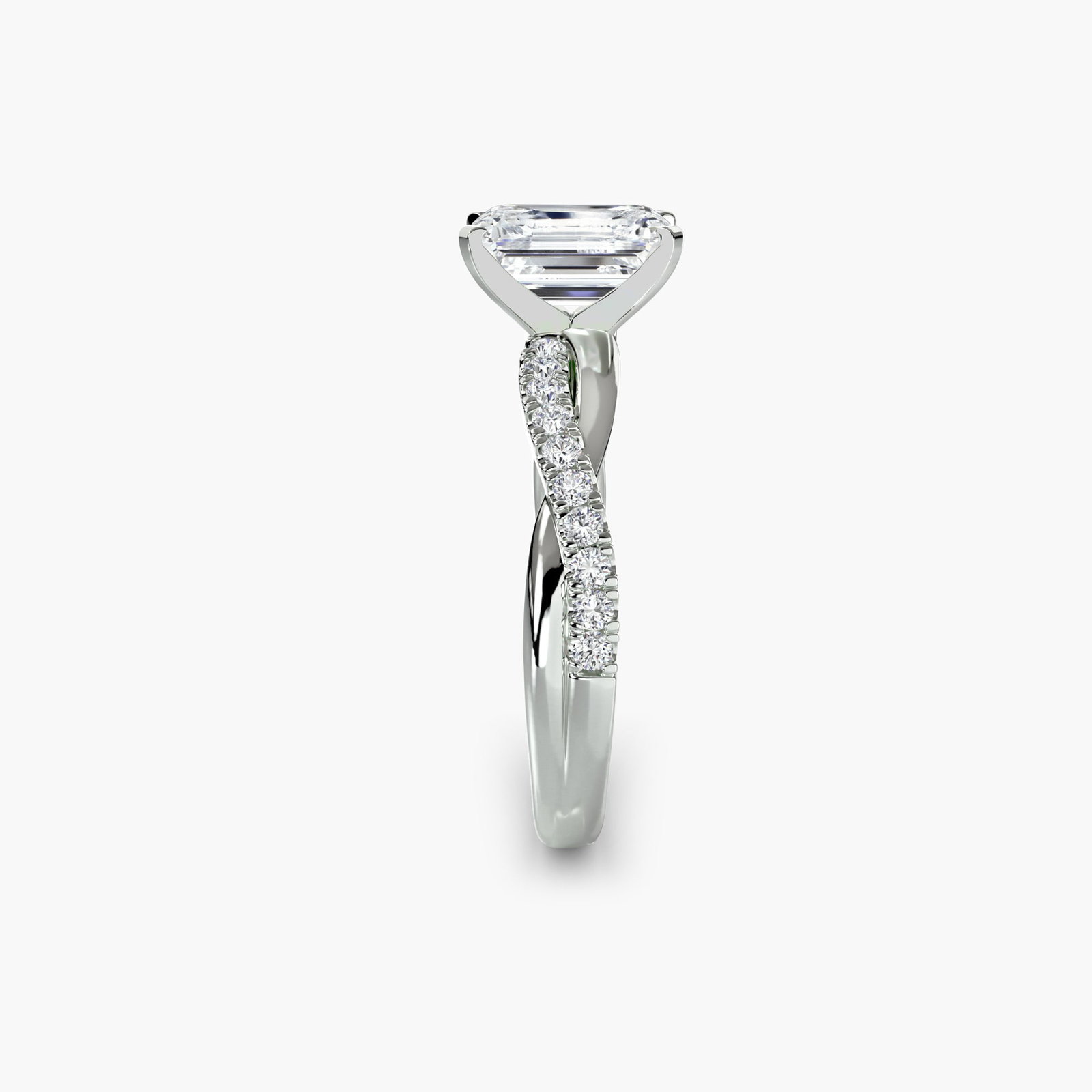 Pave Emerald 18Kt White Gold Ring Setting - 3