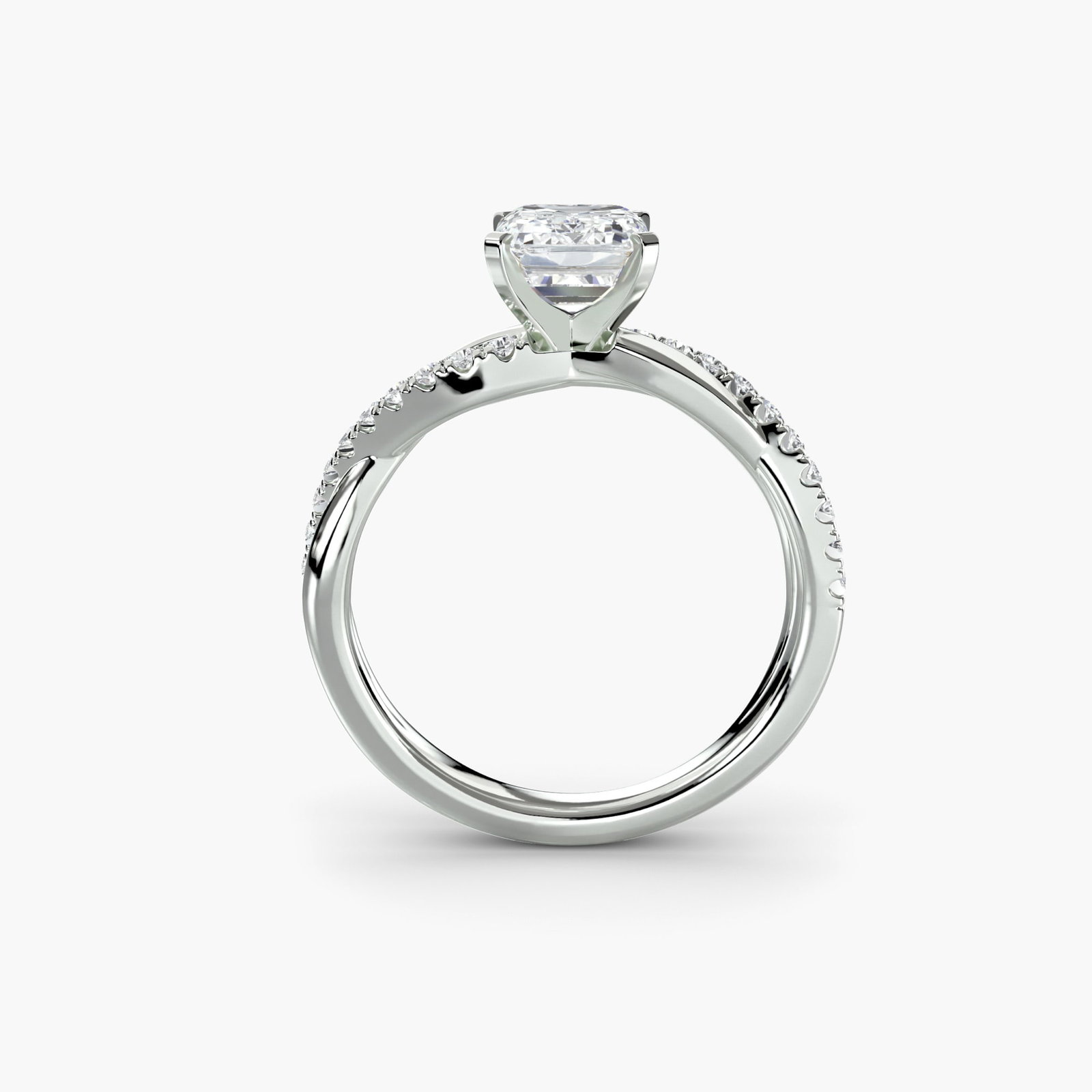 Pave Emerald 18Kt White Gold Ring Setting - 5