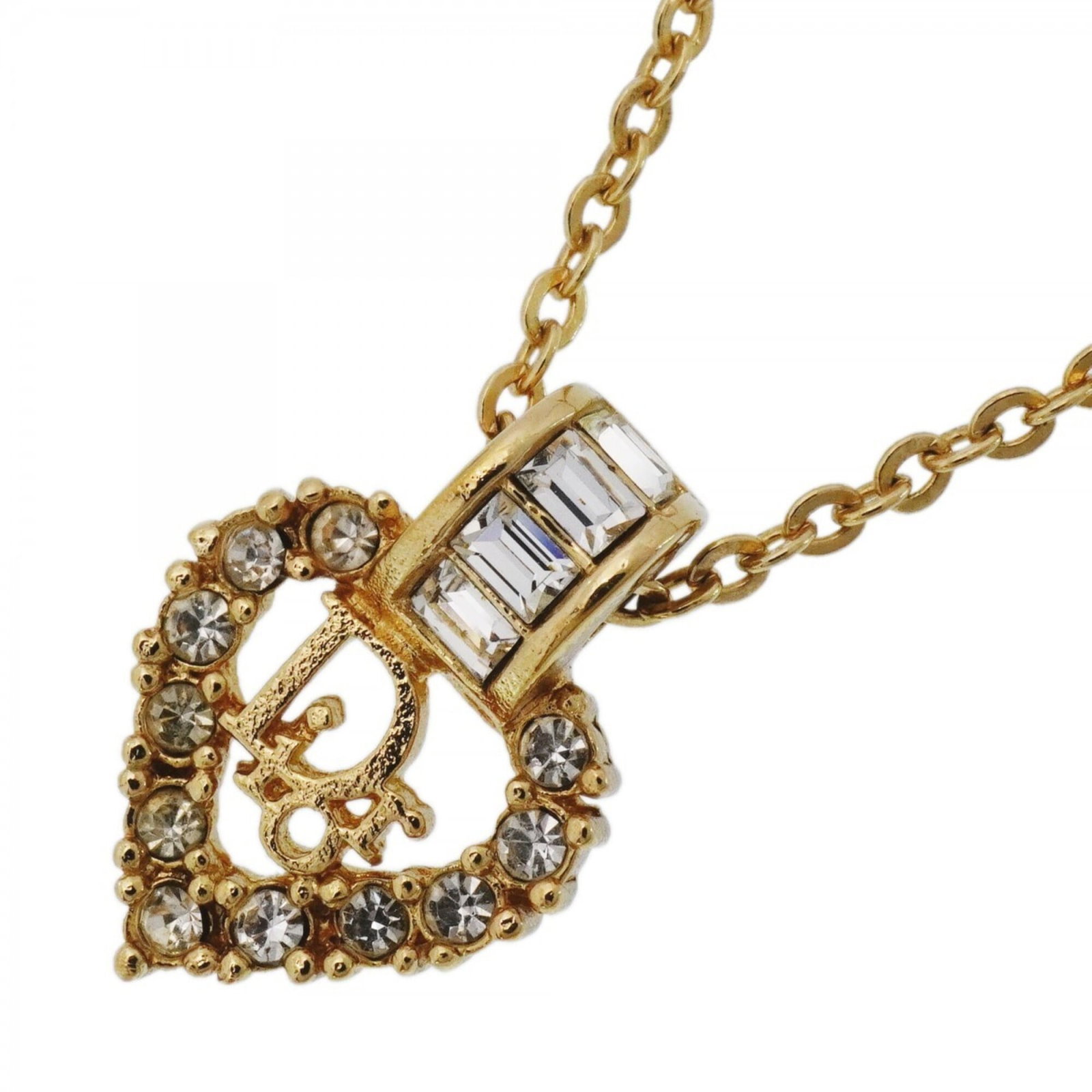 Christian Dior Necklace, GP Plated, Rhinestone, Gold, Women's: Christian Dior Necklace, GP Plated, Rhinestone, Gold, Women's Christian Dior's iconic necklace boasts a striking gold plating and rhinestone design, adding a touch of luxury to any outfit. The