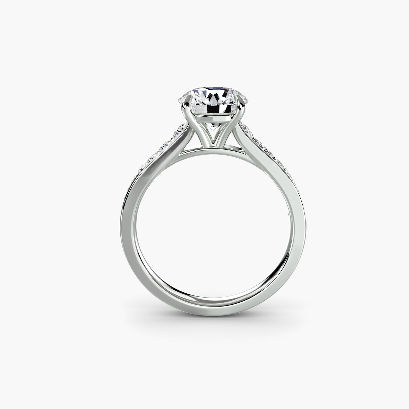 Pave Round 950 Platinum Ring Setting - 4