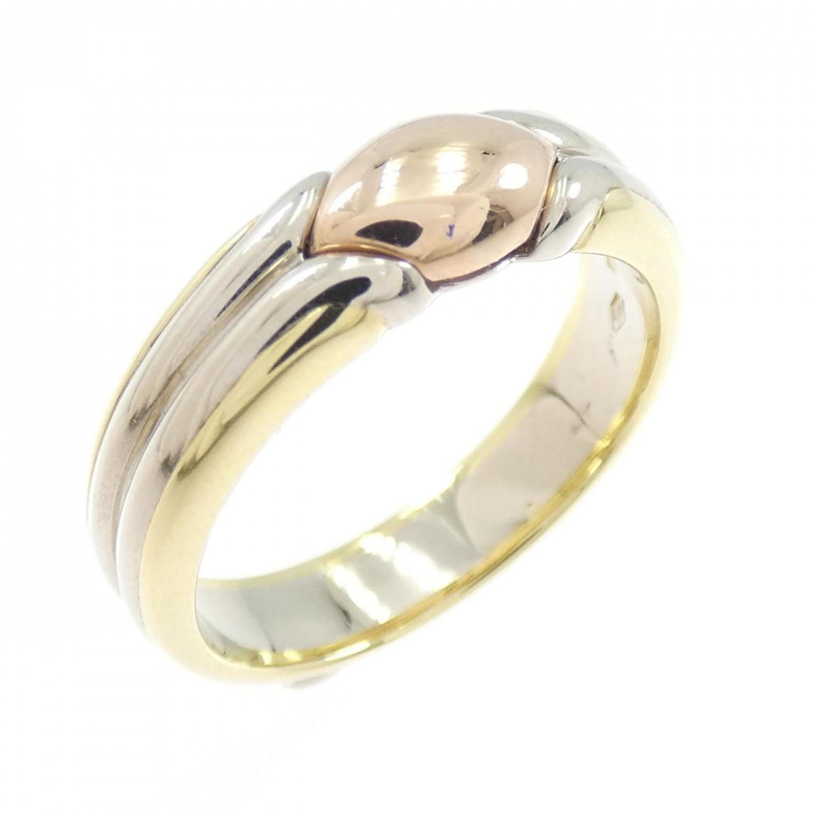 Bvlgari Band Ring Pink Gold (18K), White Gold (18K), Yellow Gold (18K): Bvlgari Band Ring Pink Gold (18K), White Gold (18K), Yellow Gold (18K) Pink Gold, White Gold, and Yellow Gold come together in this elegant Bvlgari band ring, showcasing three distinct tones in one