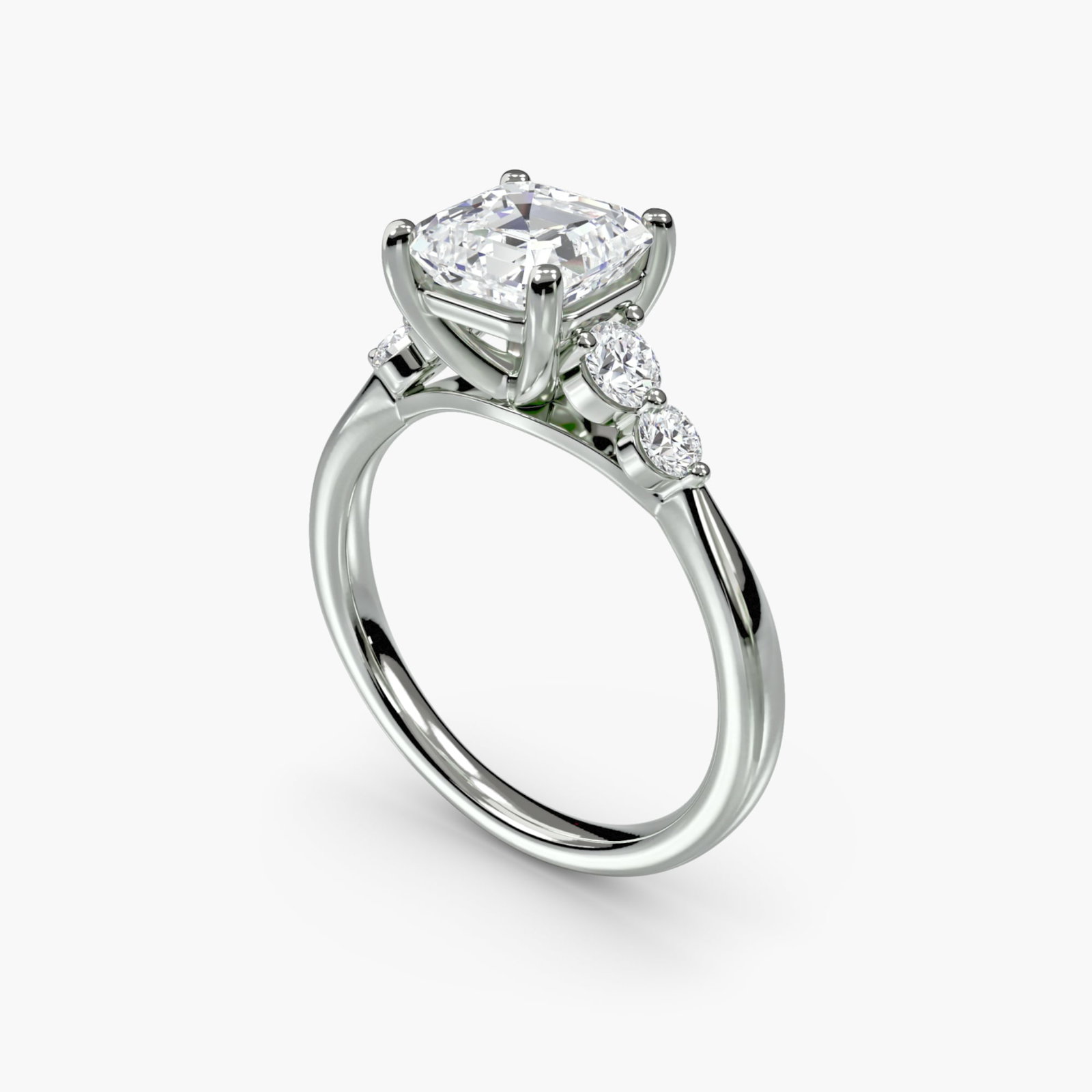 Solitaire Asscher 950 Platinum Ring Setting - 5