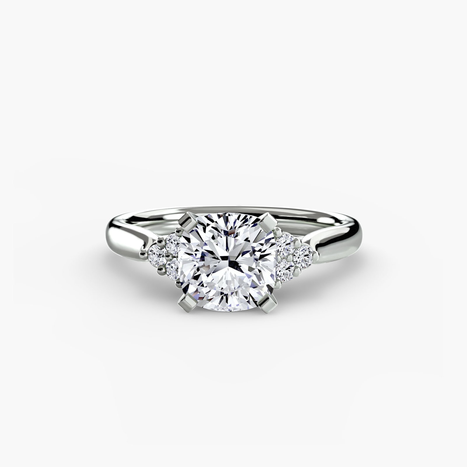 Solitaire Cushion 18Kt White Gold Ring Setting - 2