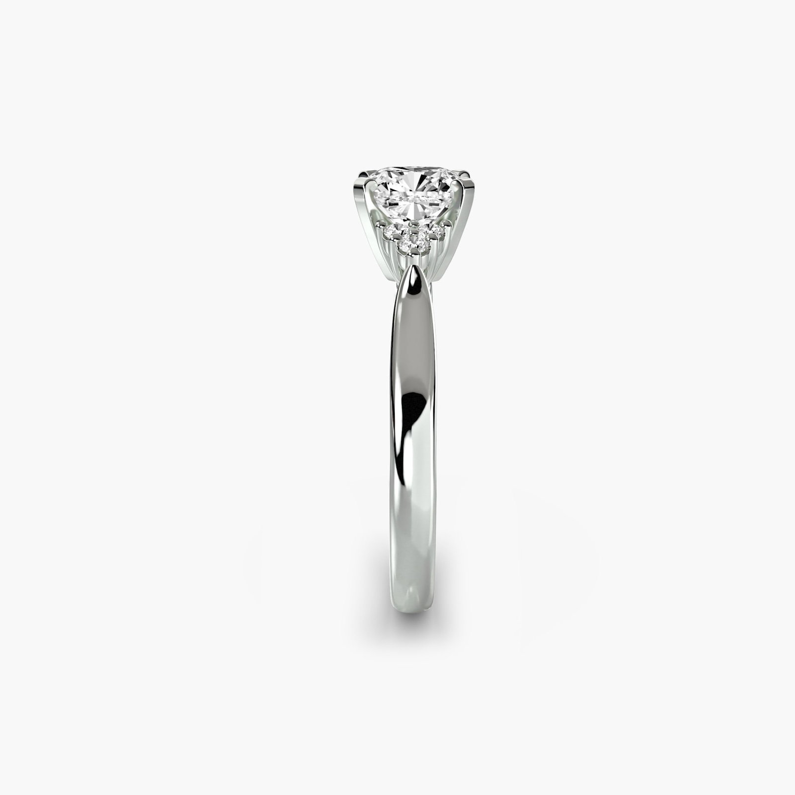 Solitaire Cushion 18Kt White Gold Ring Setting - 3