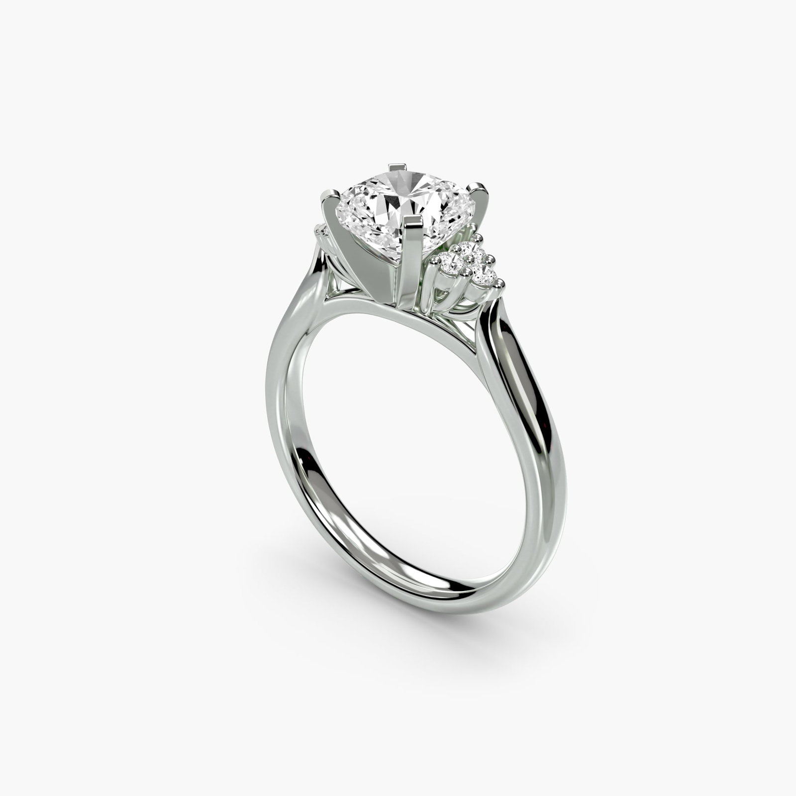 Solitaire Cushion 18Kt White Gold Ring Setting - 5