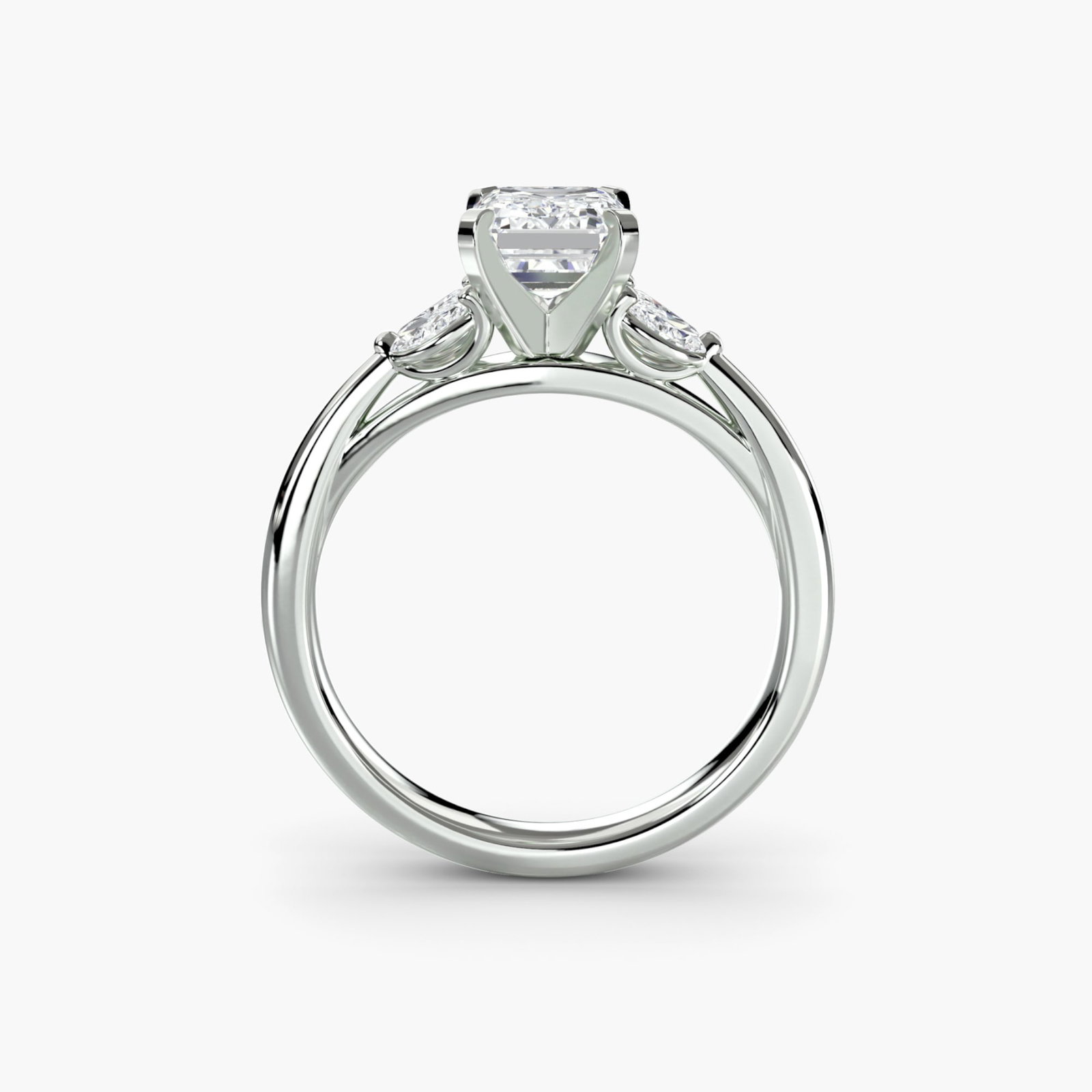 Side Stone Emerald 950 Platinum Ring Setting
