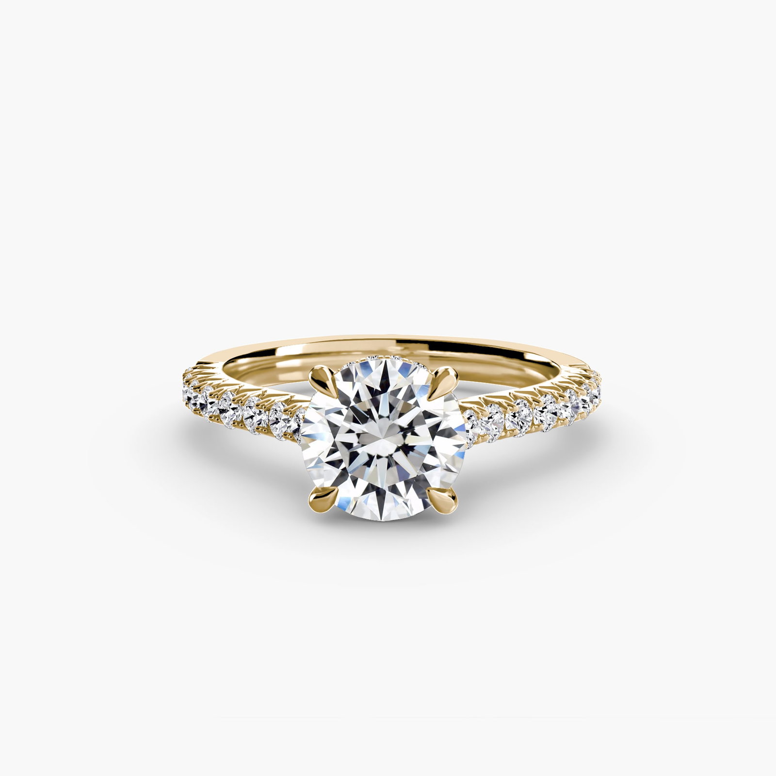 Pave Round 14Kt Yellow Gold Ring Setting - 2