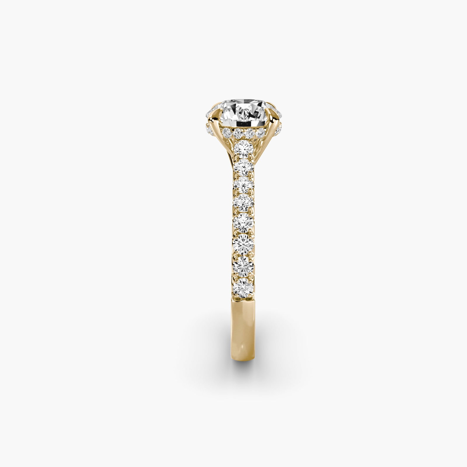 Pave Round 14Kt Yellow Gold Ring Setting - 3