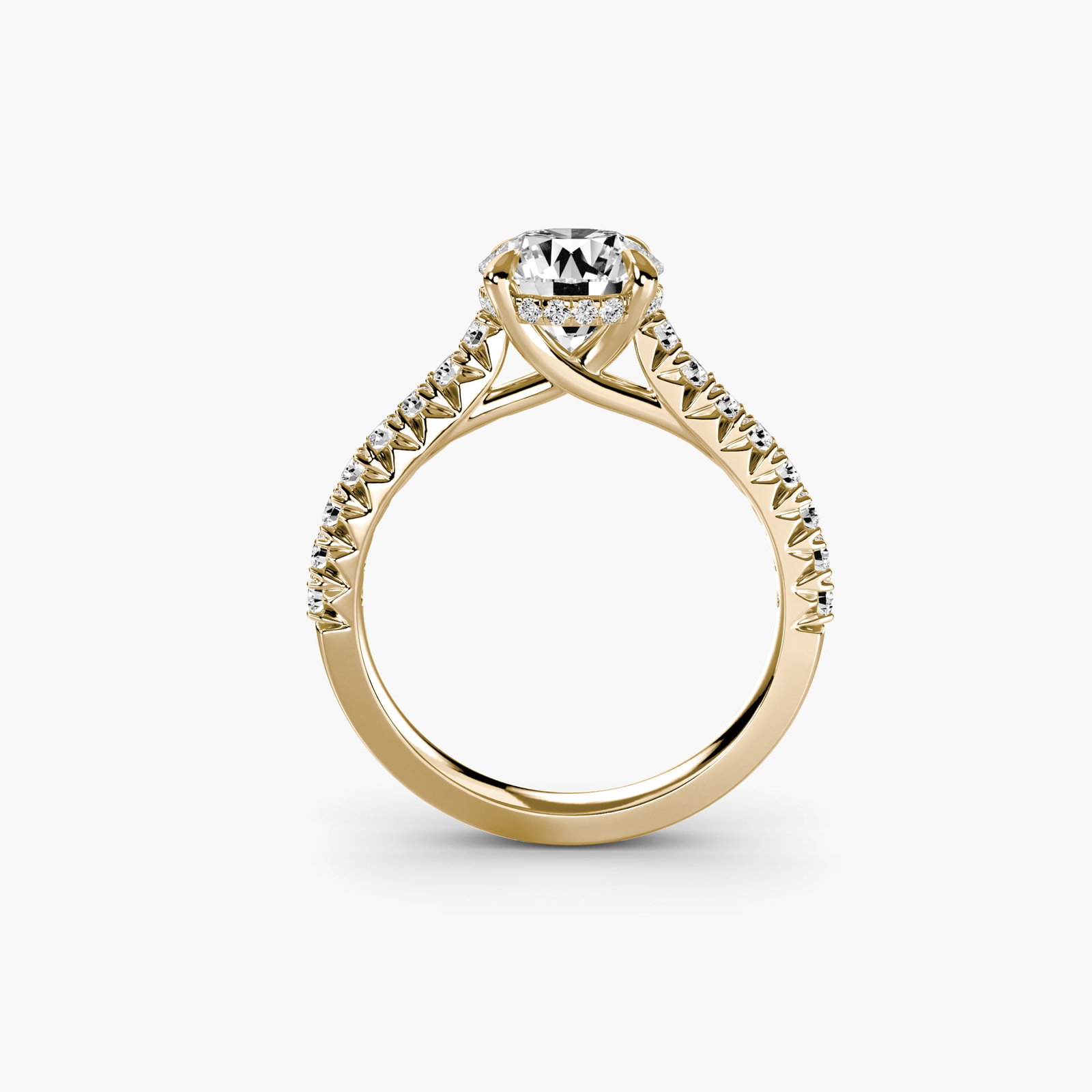 Pave Round 14Kt Yellow Gold Ring Setting - 4
