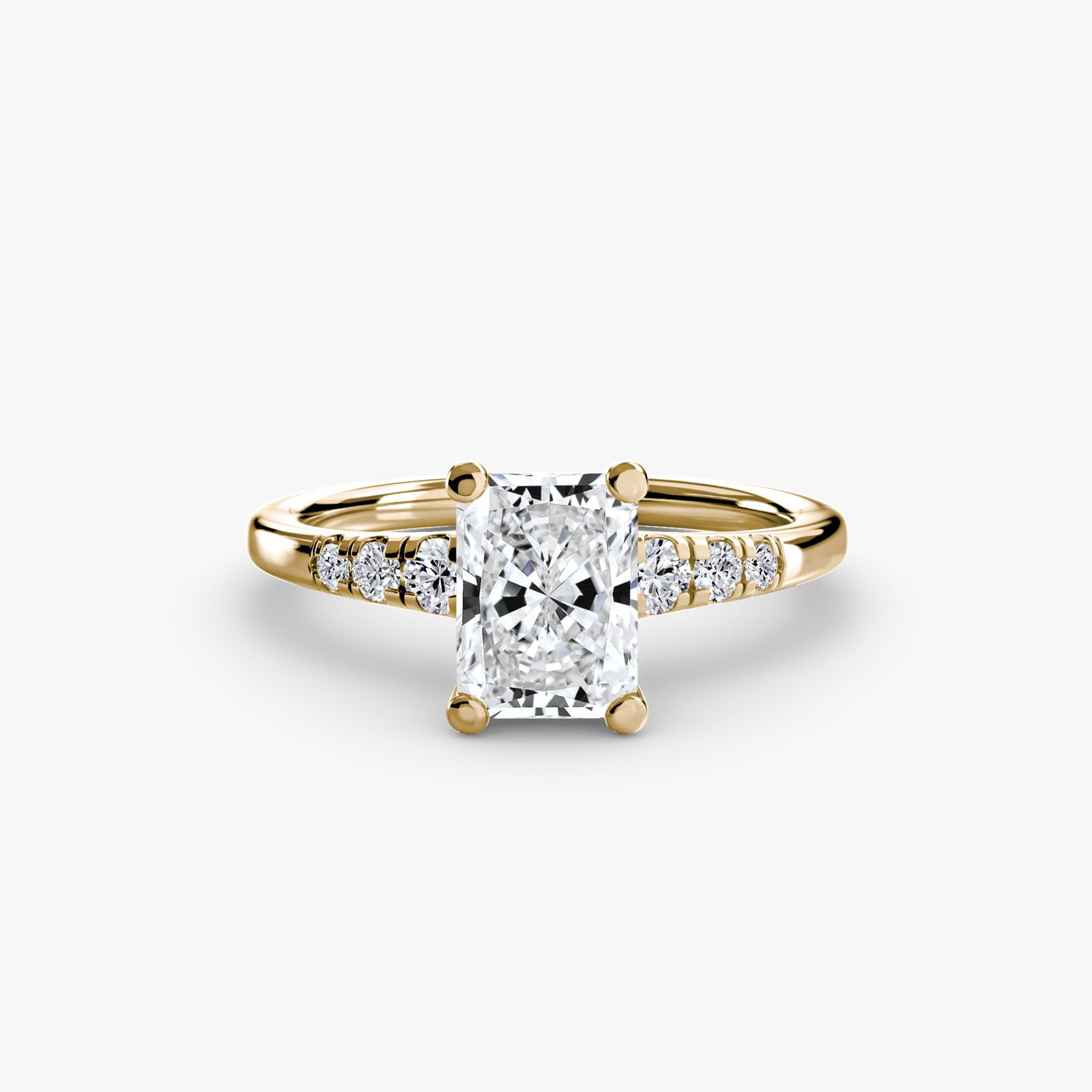 Solitaire Radiant 14Kt Yellow Gold Ring Setting - 2