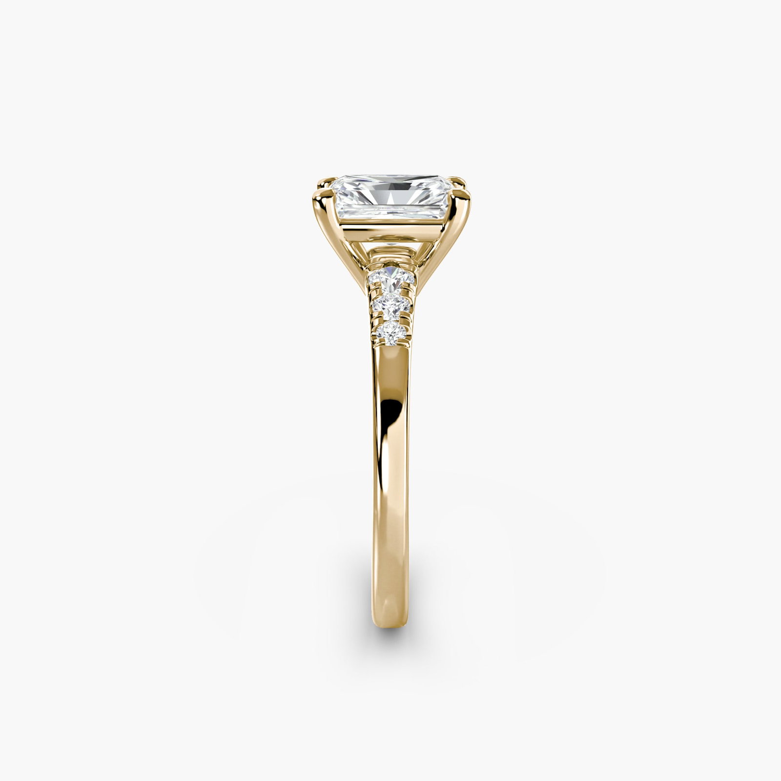 Solitaire Radiant 14Kt Yellow Gold Ring Setting - 3
