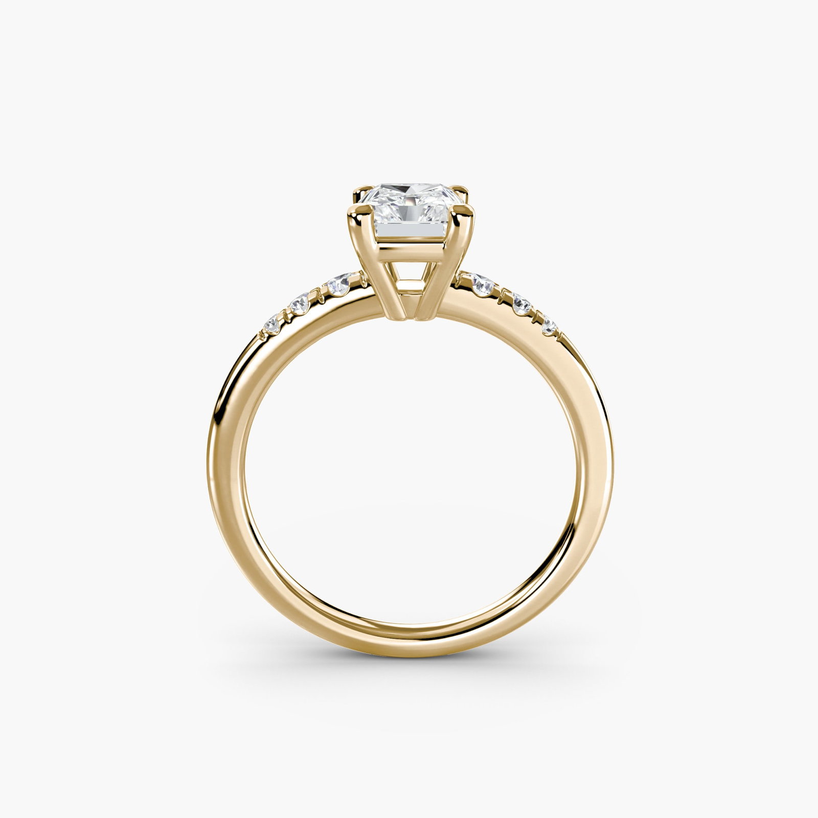 Solitaire Radiant 14Kt Yellow Gold Ring Setting - 4
