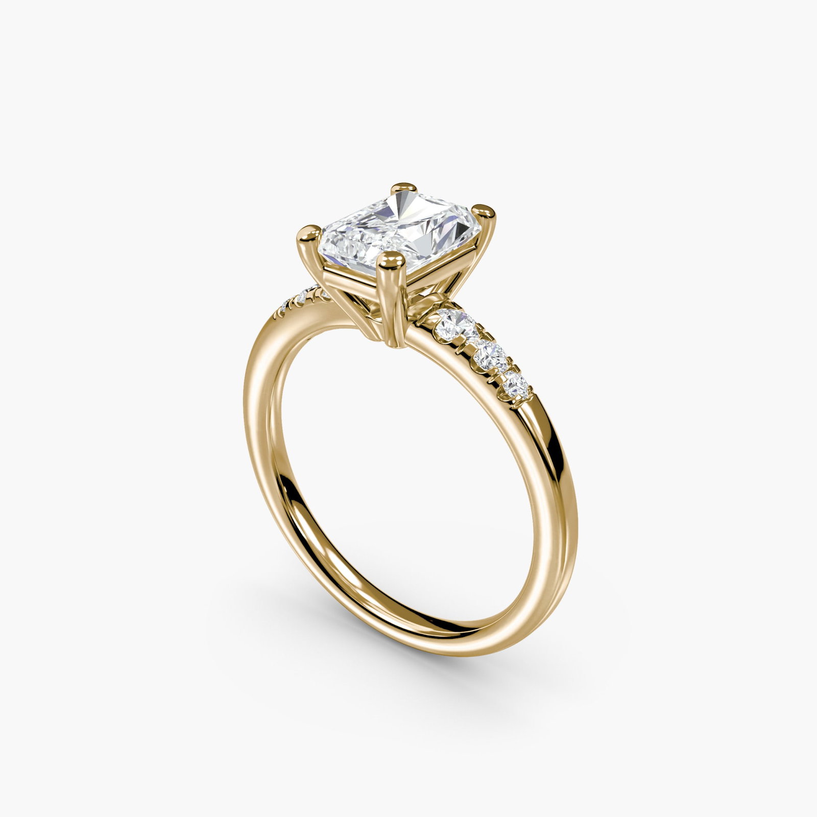 Solitaire Radiant 14Kt Yellow Gold Ring Setting - 5
