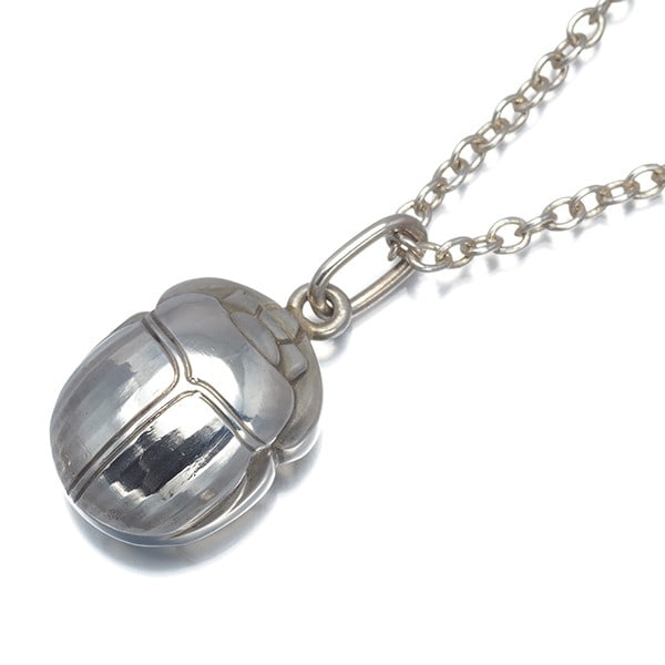 Sterling Silver Scarab Necklace 1: Sterling Silver Scarab Necklace 1 Sterling silver pendant necklace featuring a Georg Jensen design. Made from high-quality sterling silver (925), this elegant piece showcases the brand's signature sty