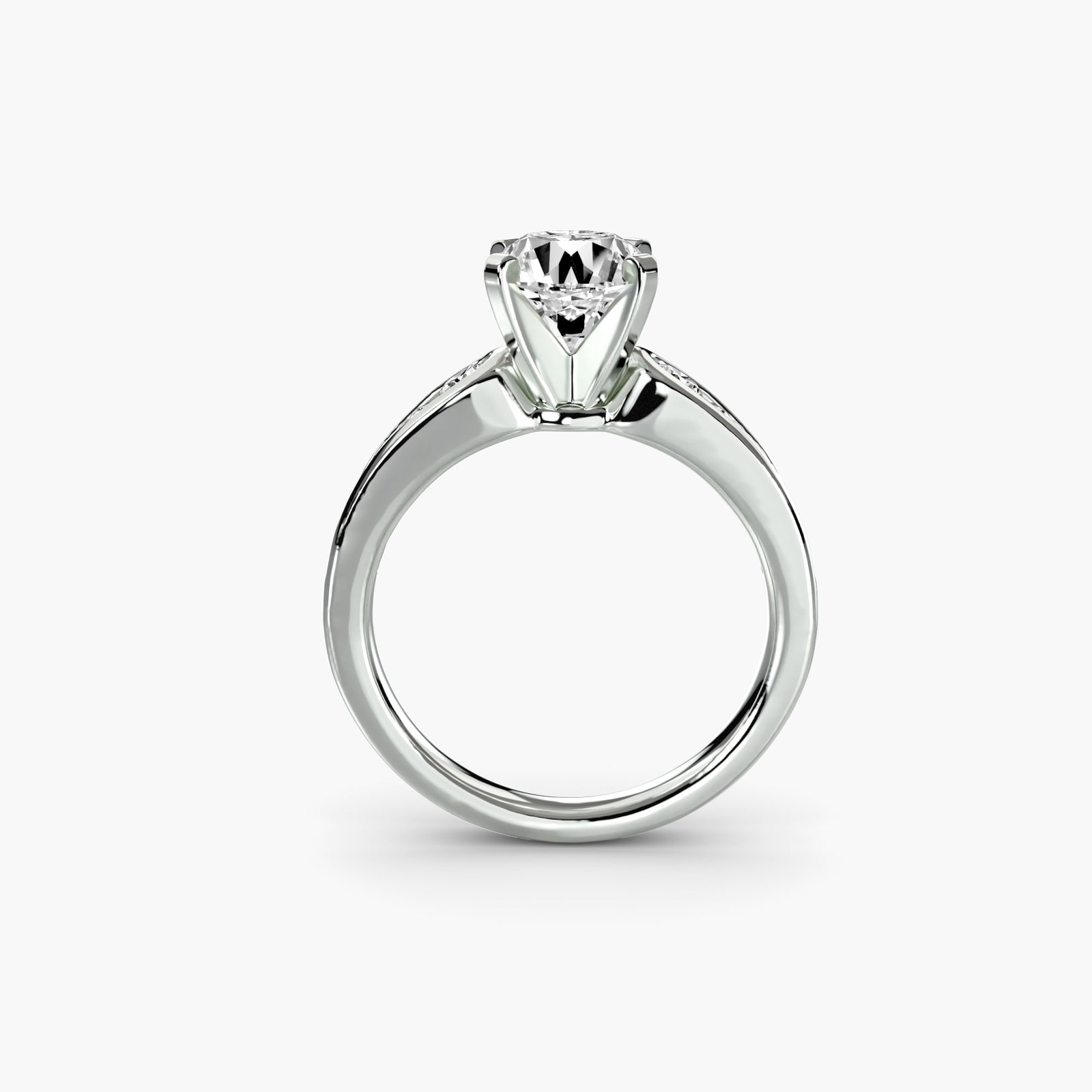 Pave Round 950 Platinum Ring Setting - 4