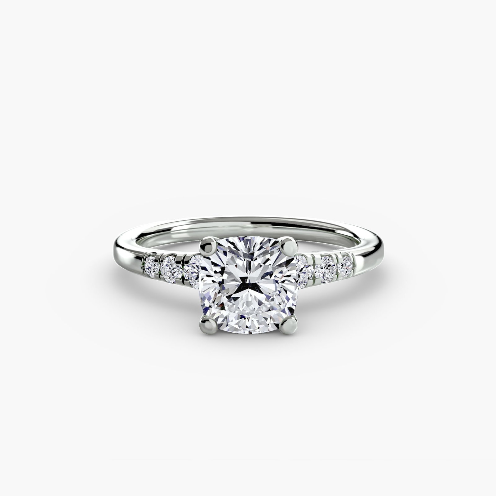 Solitaire Cushion 18Kt White Gold Ring Setting - 2