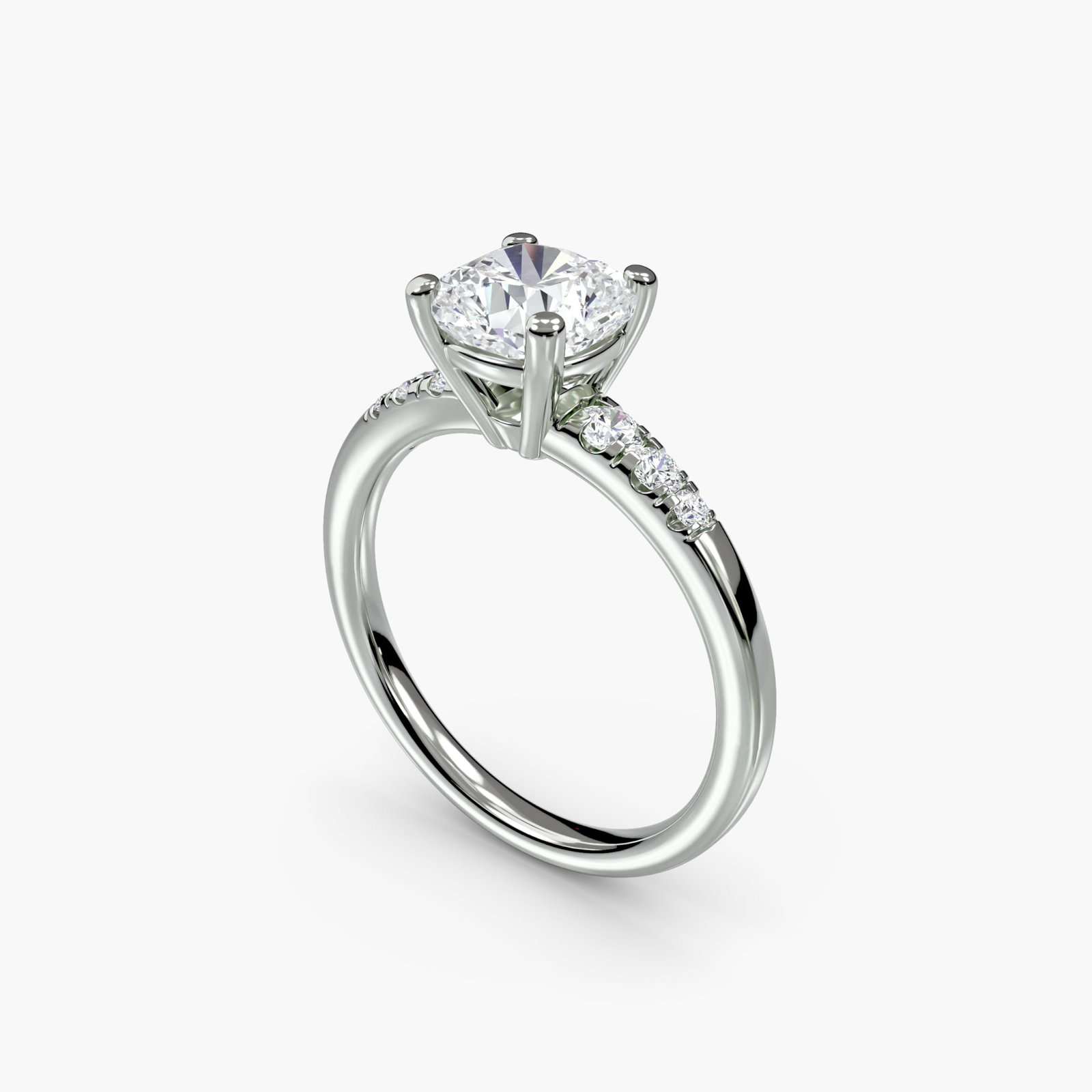 Solitaire Cushion 18Kt White Gold Ring Setting - 5
