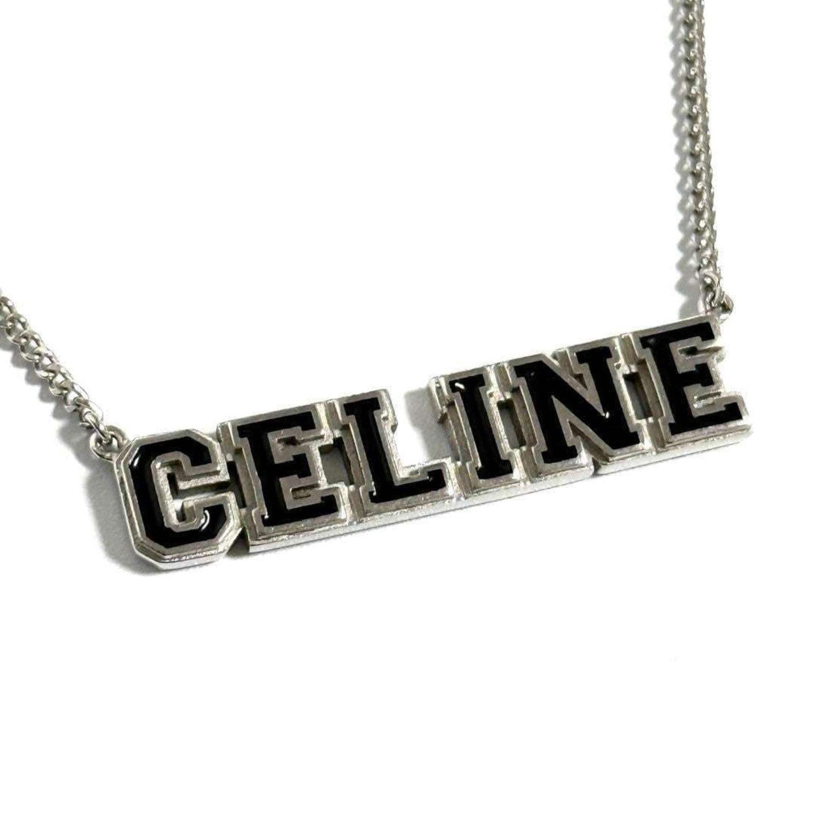 Celine Men's Pendant Necklace with Logo in Silver 925: Celine Men's Pendant Necklace with Logo in Silver 925 Silver 925 Celine Men's Pendant Necklace with Logo features a sleek and modern design. The pendant boasts a subtle logo in silver, adding an air o