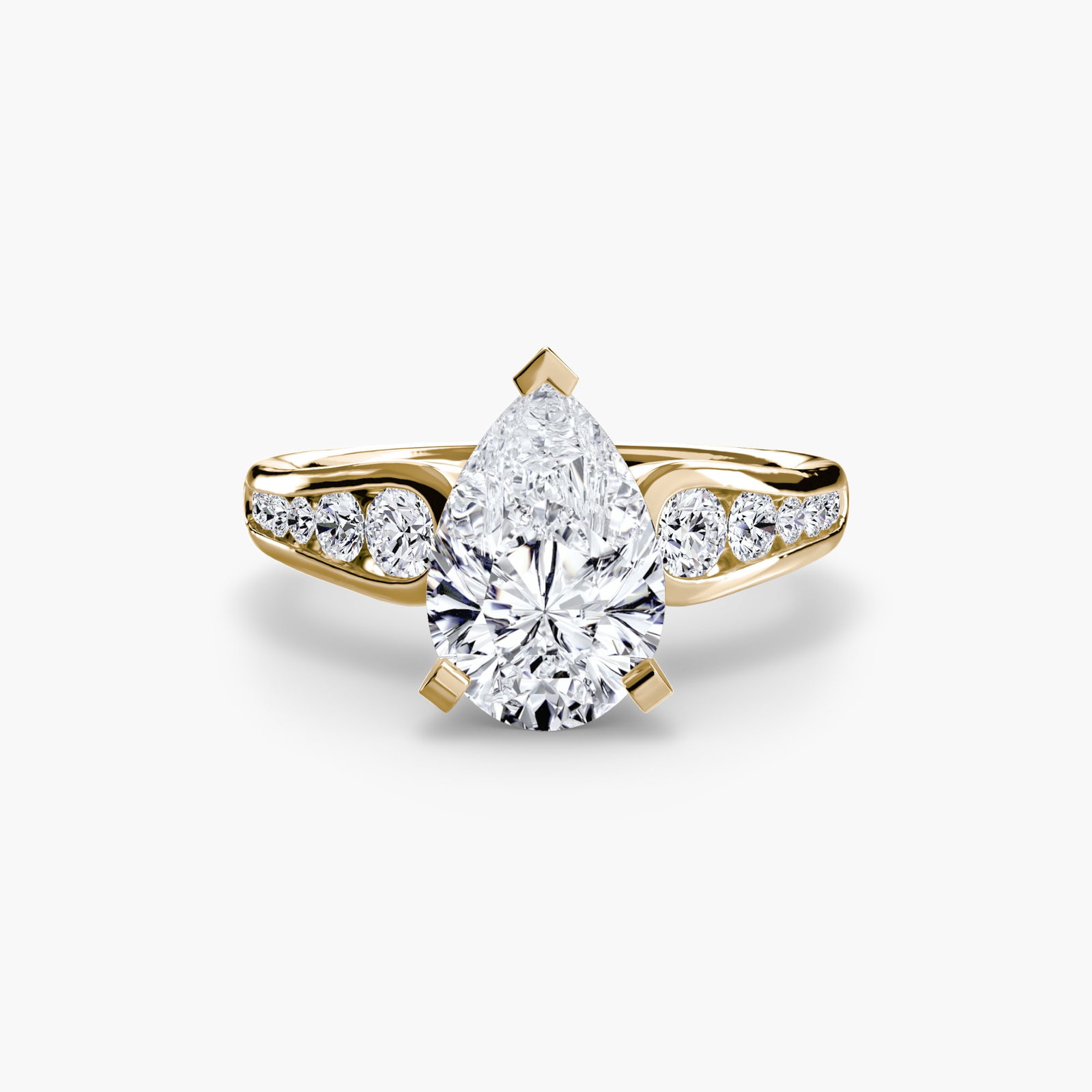 Pave Pear 14Kt Yellow Gold Ring Setting - 2