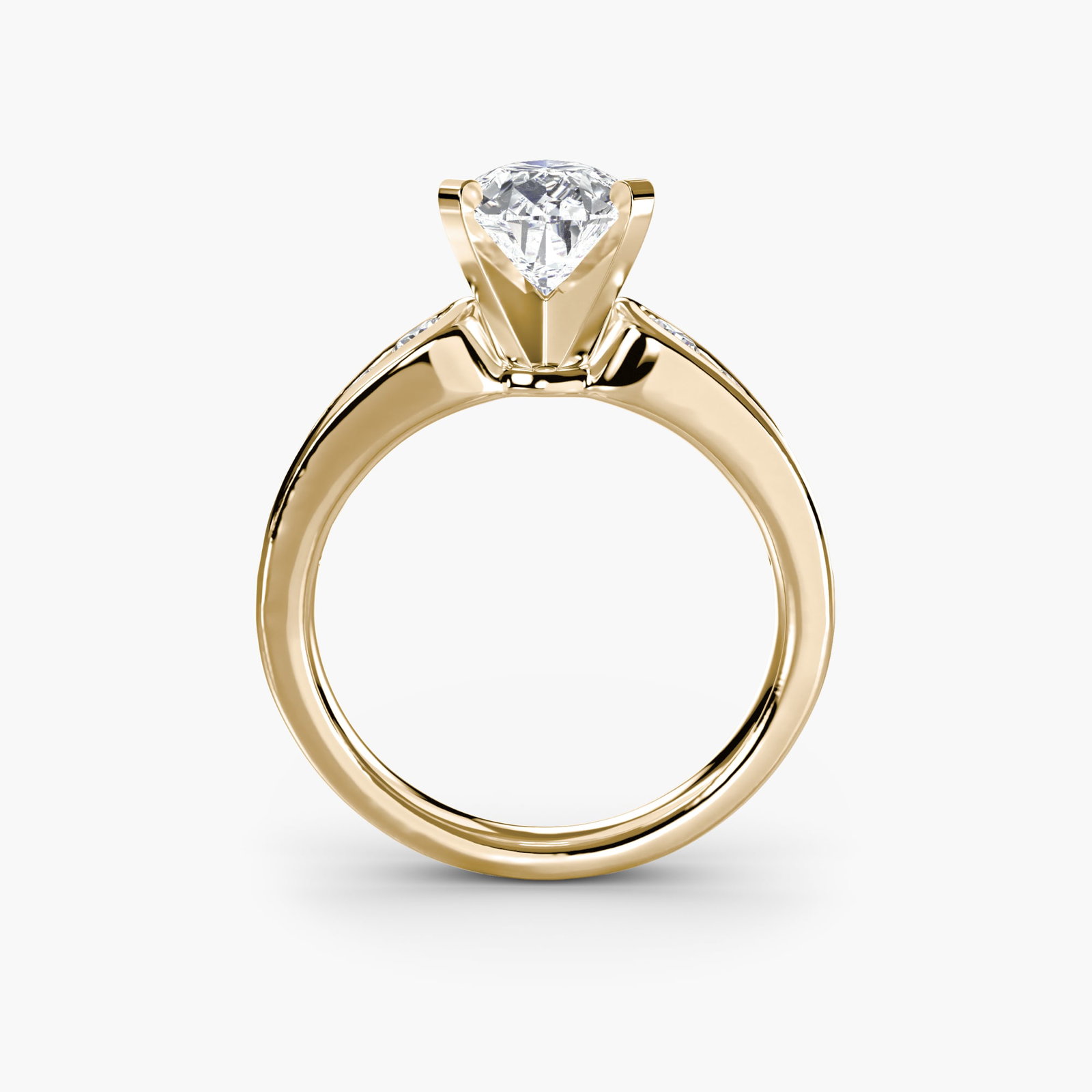 Pave Pear 14Kt Yellow Gold Ring Setting - 4