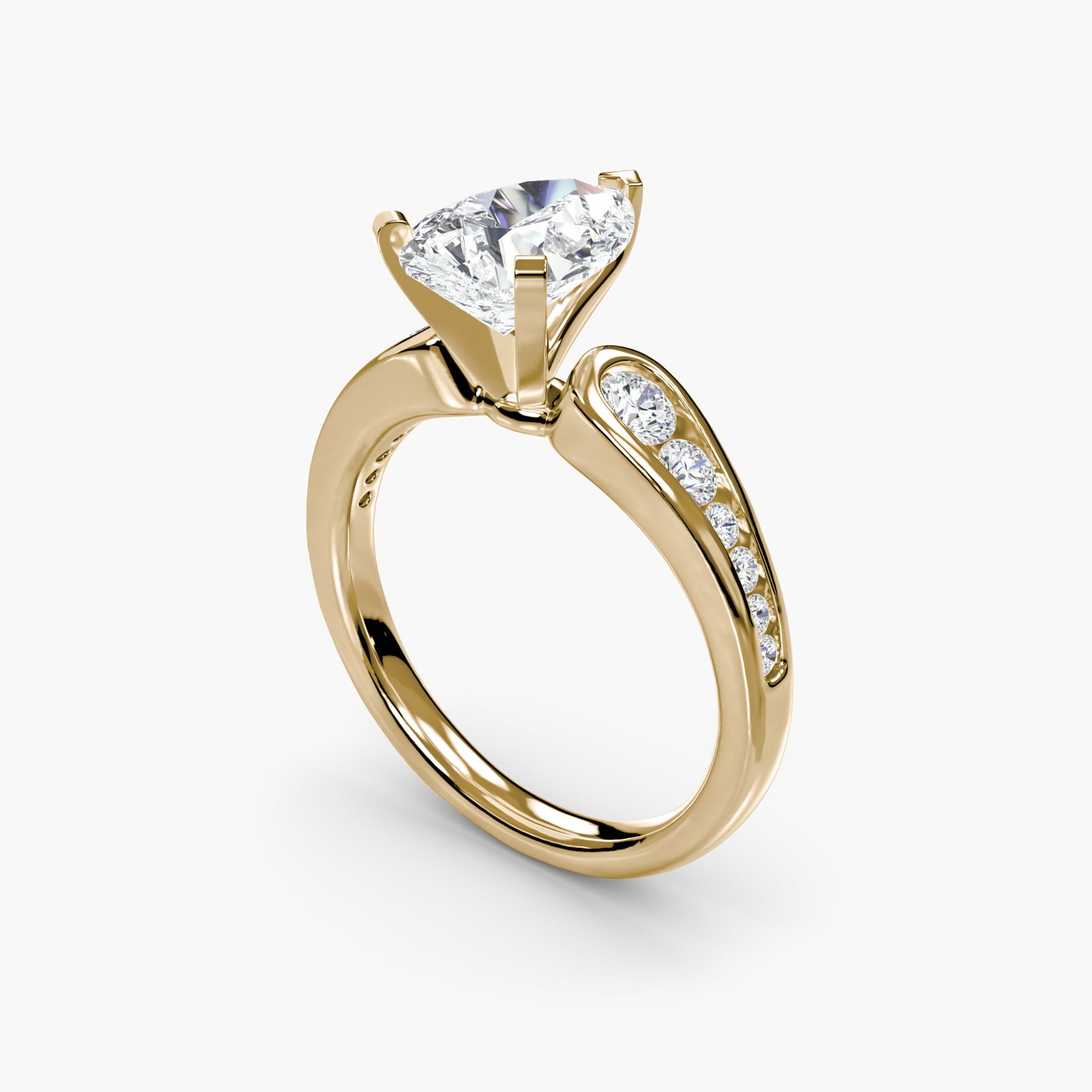 Pave Pear 14Kt Yellow Gold Ring Setting - 5