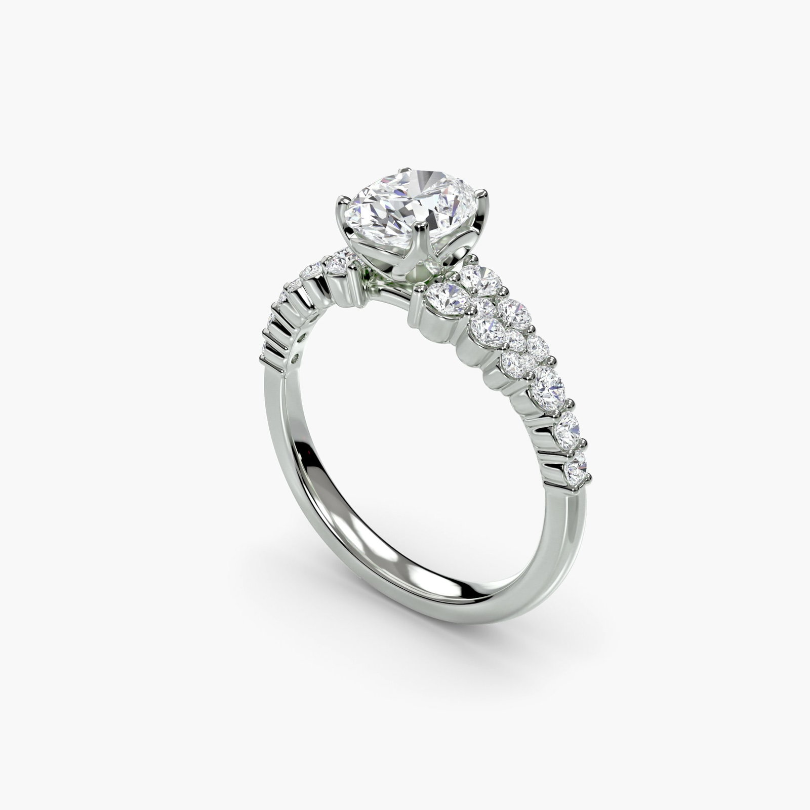 Side Stone Oval 950 Platinum Ring Setting - 5