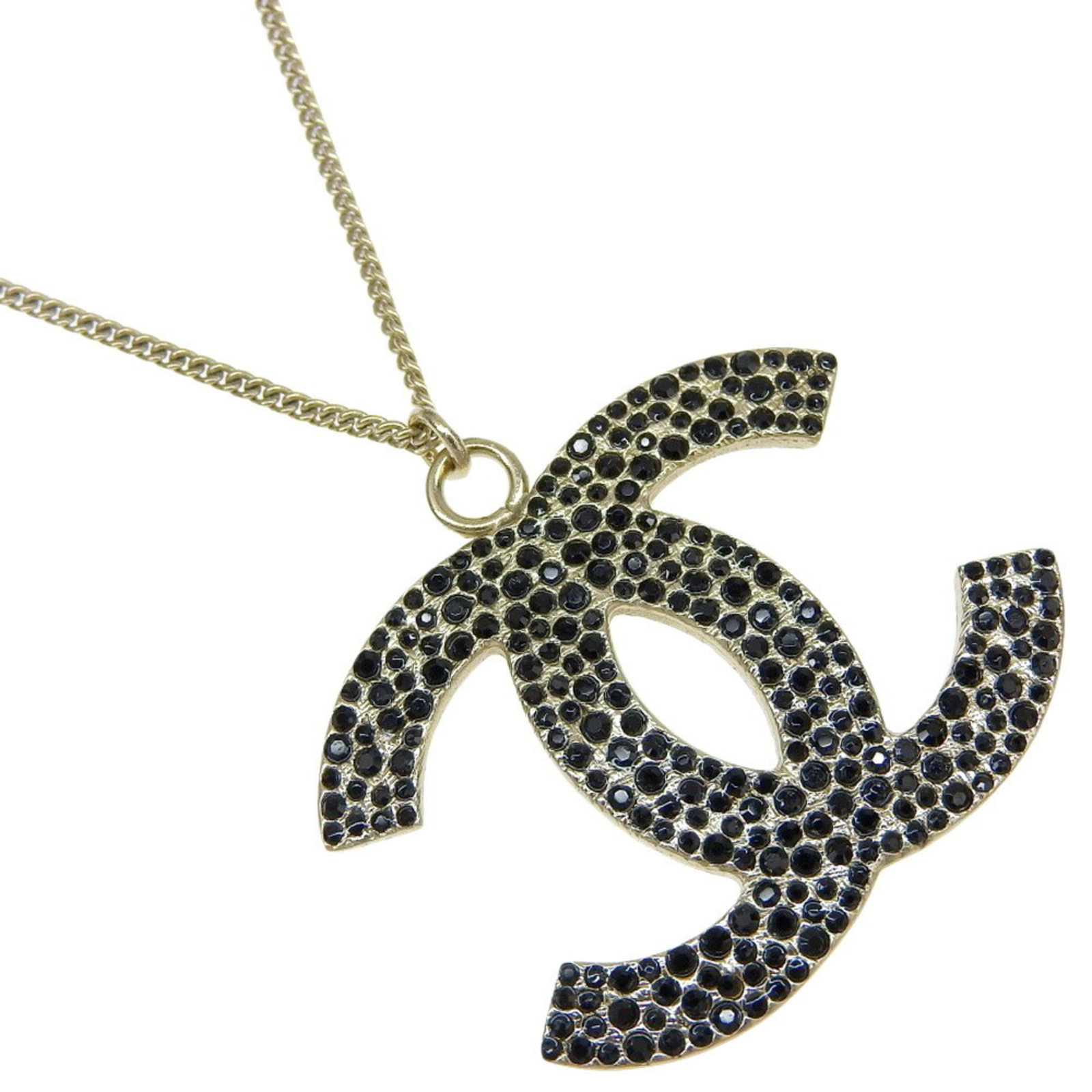 Chanel CHANEL Coco Mark Necklace Gold Plated 2008 08P Approx. 13.0g COCO Women's I111624020: Chanel CHANEL Coco Mark Necklace Gold Plated 2008 08P Approx. 13.0g COCO Women's I111624020 Gold plated Chanel necklace with a black and gold design, featuring a 35mm x 40mm pendant. The necklace has 