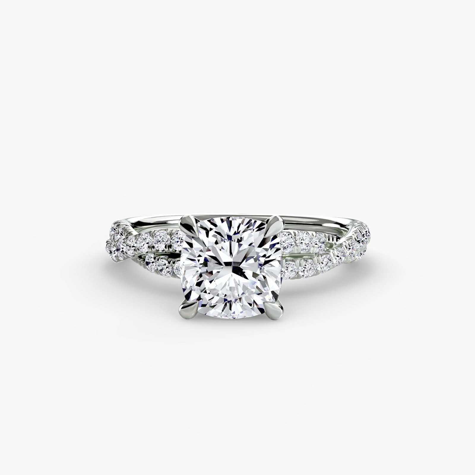 Pave Cushion 950 Platinum Ring Setting - 2