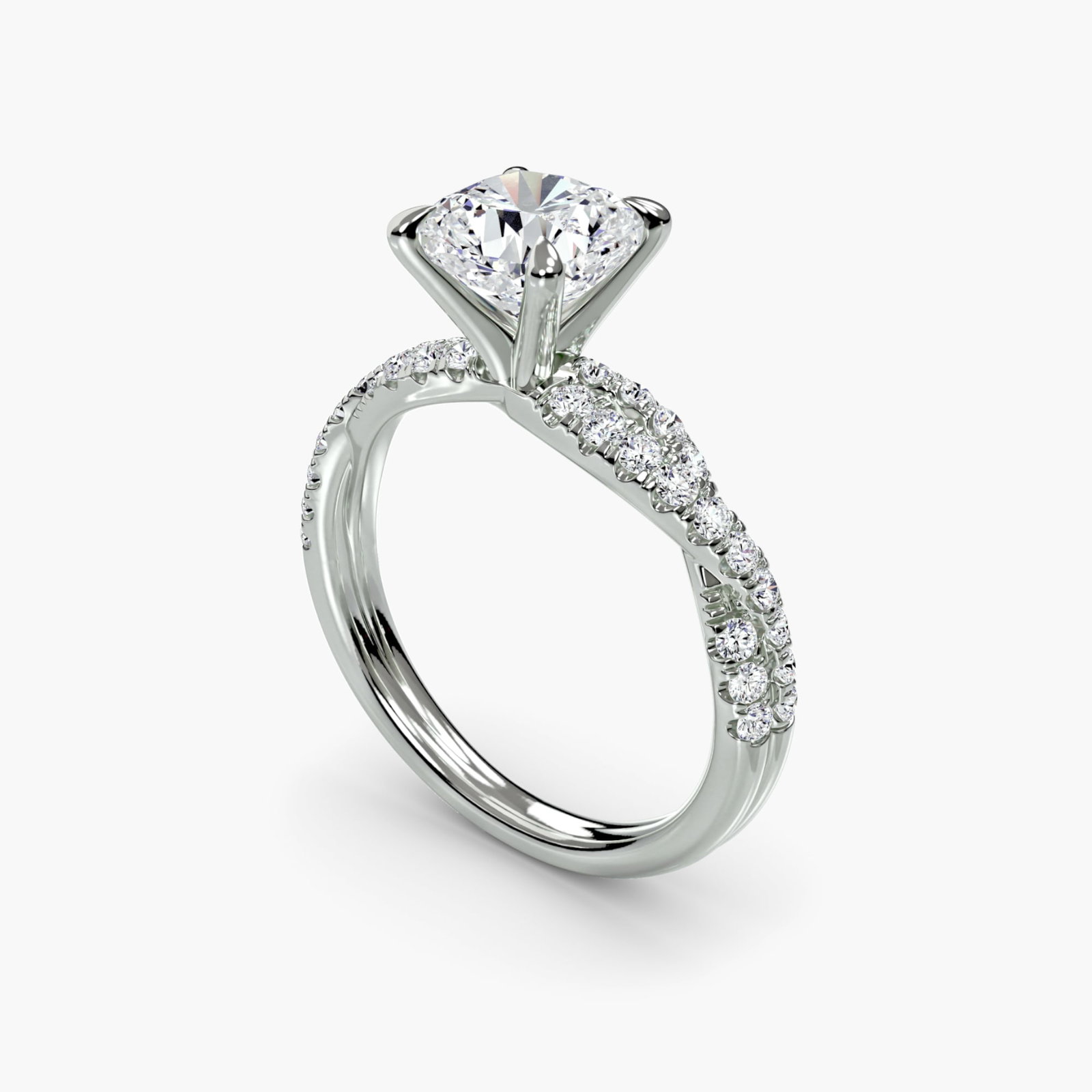 Pave Cushion 950 Platinum Ring Setting - 5