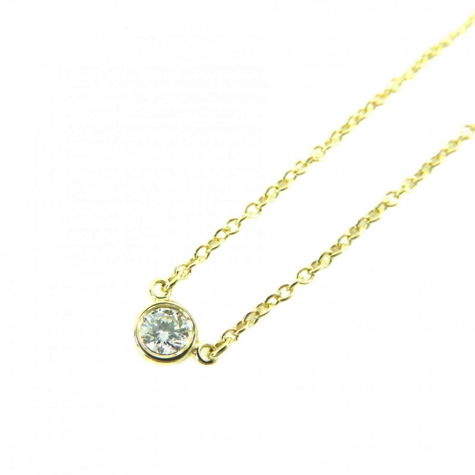 TIFFANY&Co. Tiffany & Co. By the Yard Elsa Peretti K18 750YG Diamond 0.05ct Necklace, Frame: TIFFANY&Co. Tiffany & Co. By the Yard Elsa Peretti K18 750YG Diamond 0.05ct Necklace, Frame Diameter Approx. 3.80mm, Yellow Gold, Weight 1.79g, Current Model, Women's Tiffany & Co.'s Elsa Peretti K18