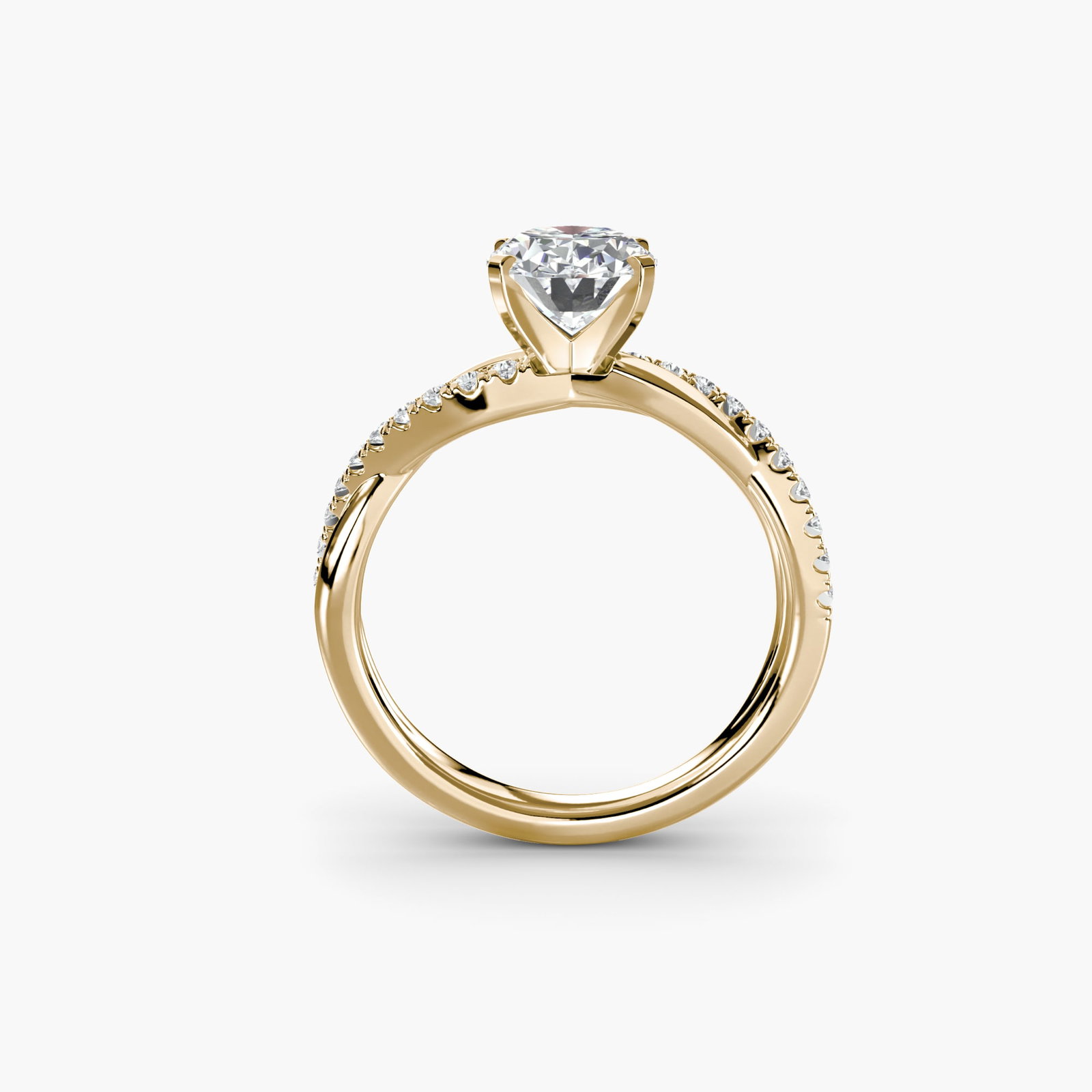 Pave Oval 14Kt Yellow Gold Ring Setting: Pave Oval 14Kt Yellow Gold Ring Setting Pave oval 14Kt yellow gold ring setting with intricate detail and subtle shine. This beautifully crafted piece features 20 pave side stones totaling 0.19 carats