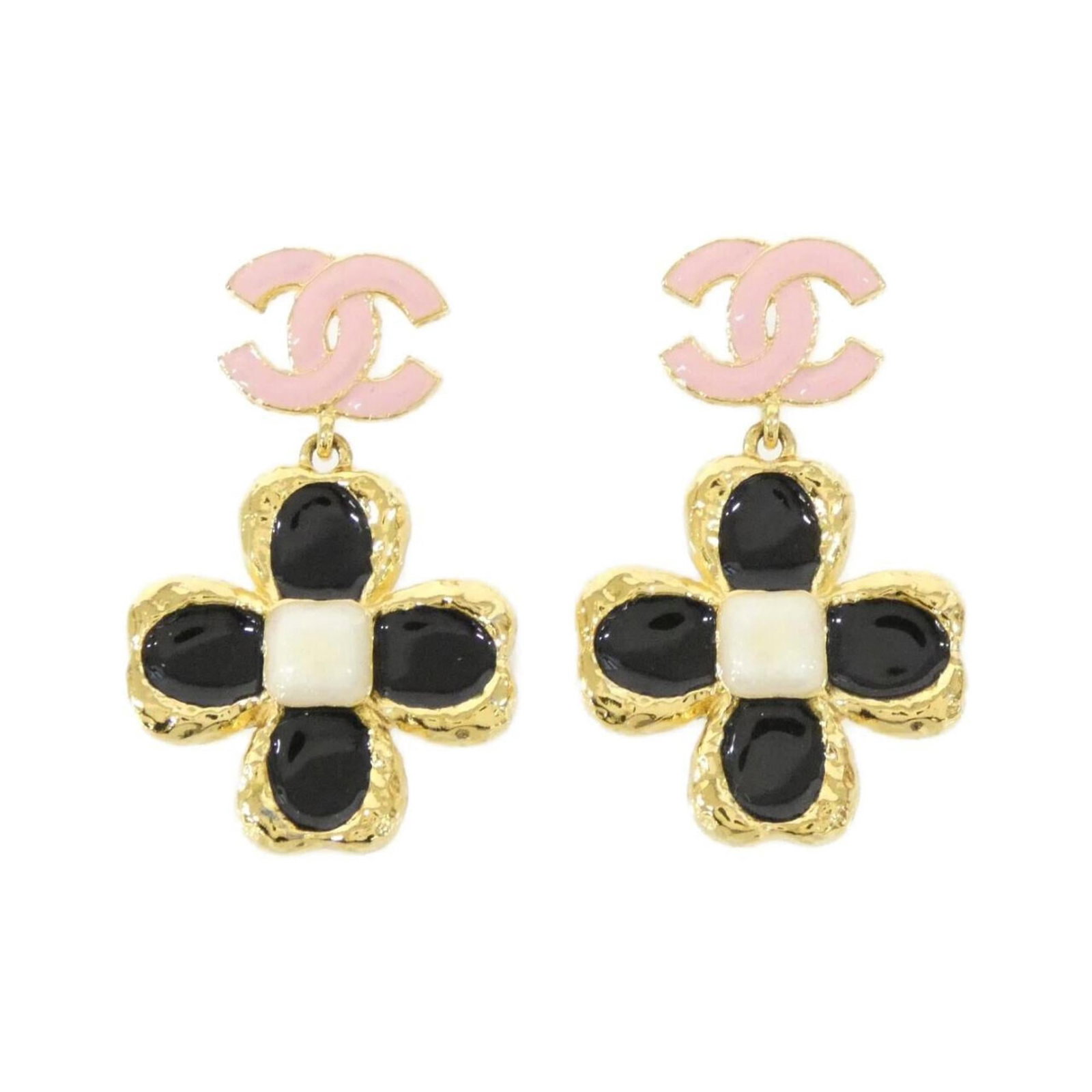 Chanel Stud Earrings: Chanel Stud Earrings Chanel's iconic stud earrings showcase sleek black, pink, and white designs. Available in two sizes, these versatile earrings feature a classic Chanel style with minimal details. 