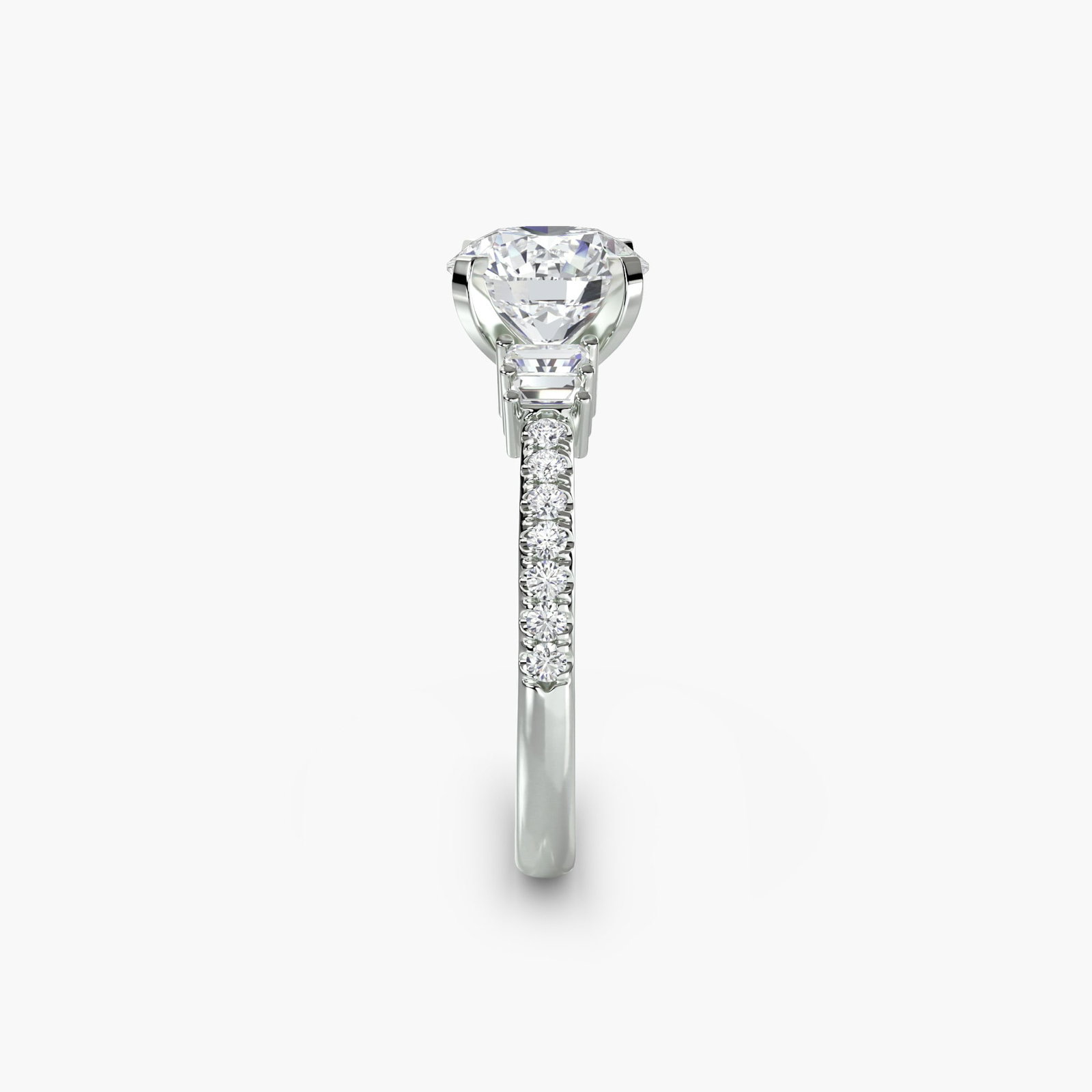 Pave Round 950 Platinum Ring Setting - 3