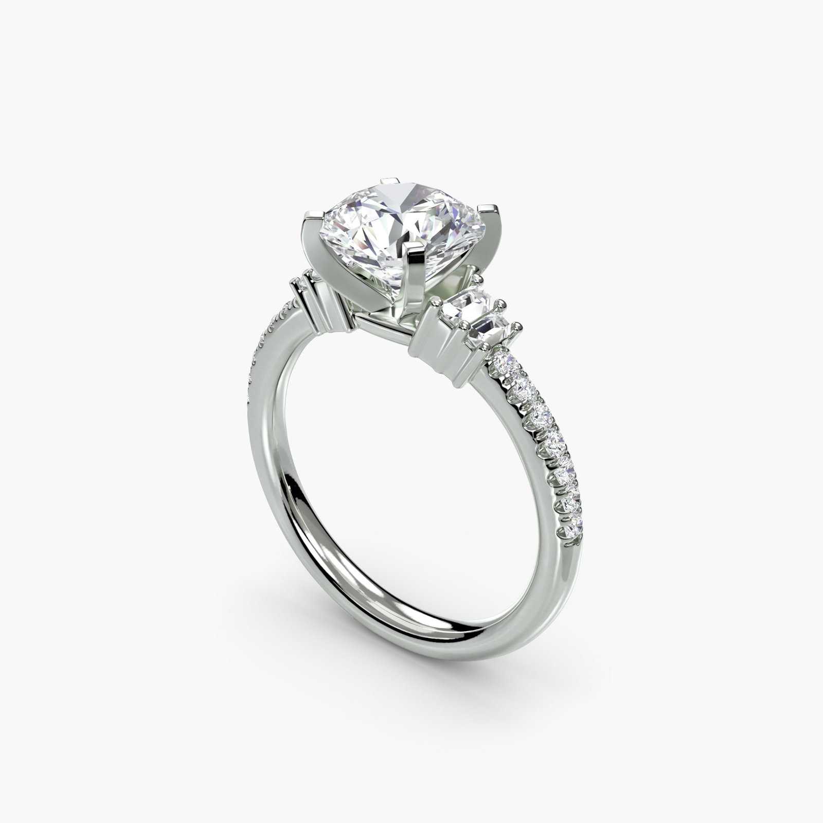 Pave Round 950 Platinum Ring Setting - 5