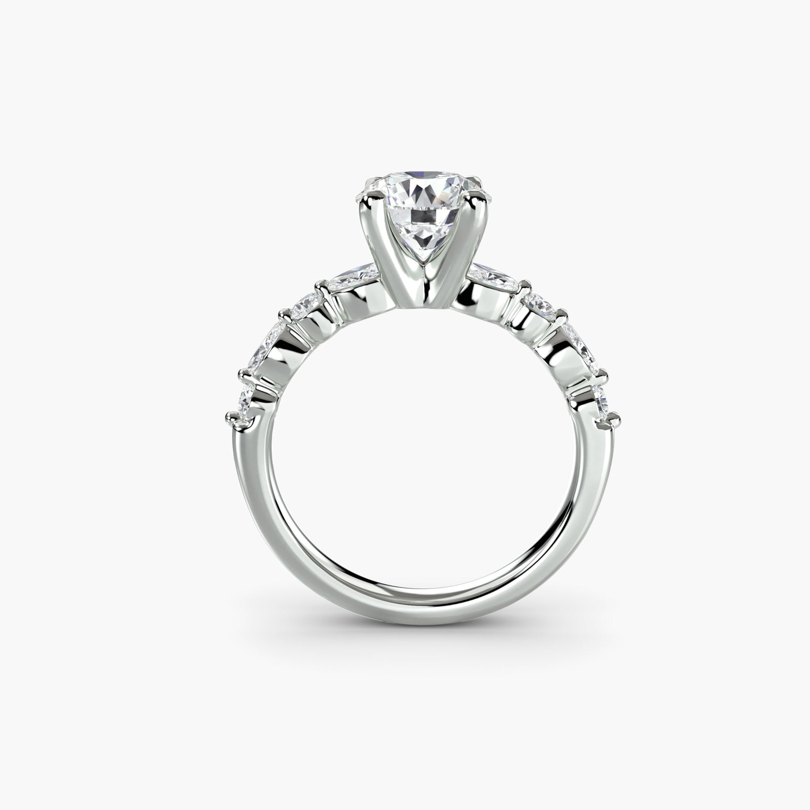 Pave Round 950 Platinum Ring Setting - 4