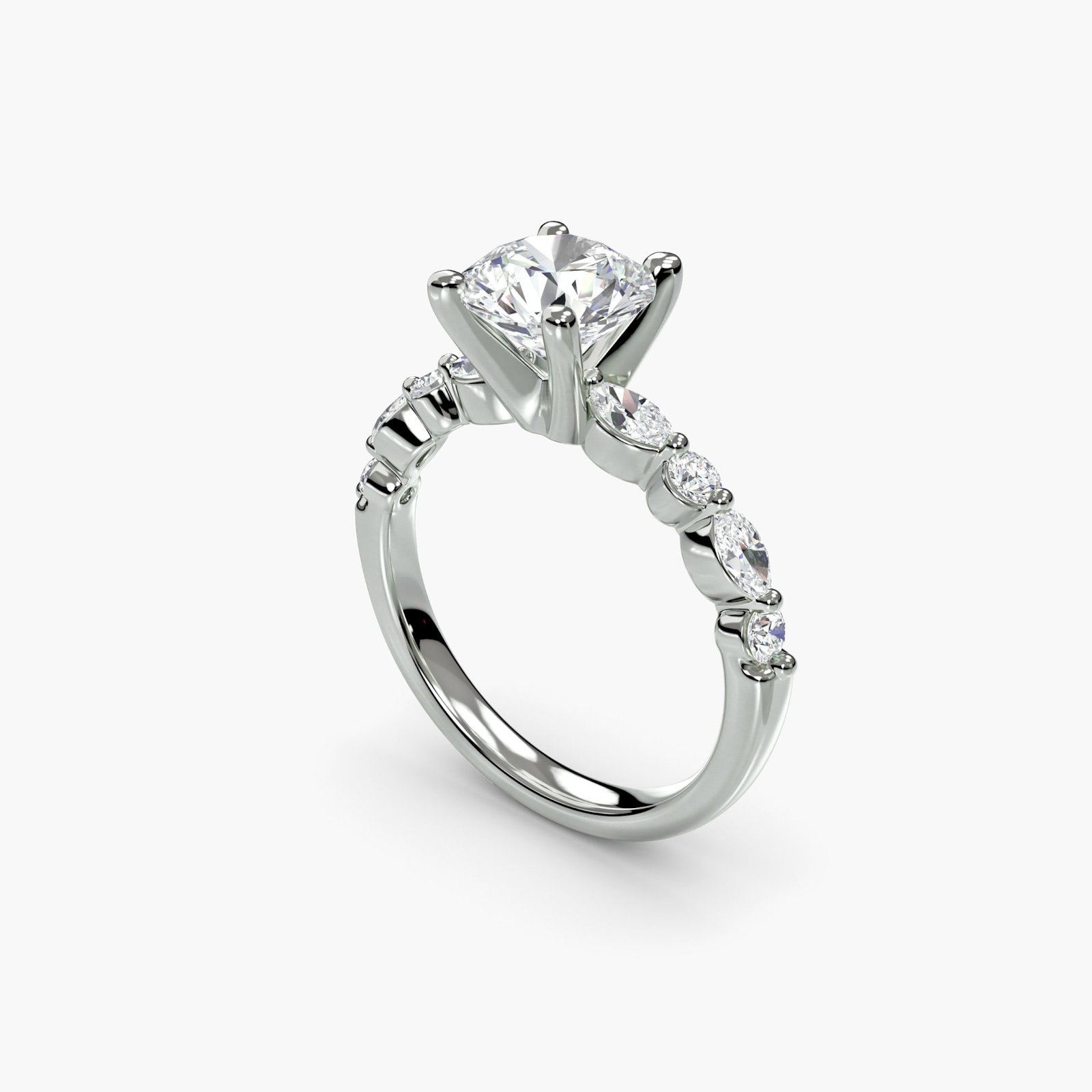 Pave Round 950 Platinum Ring Setting - 5