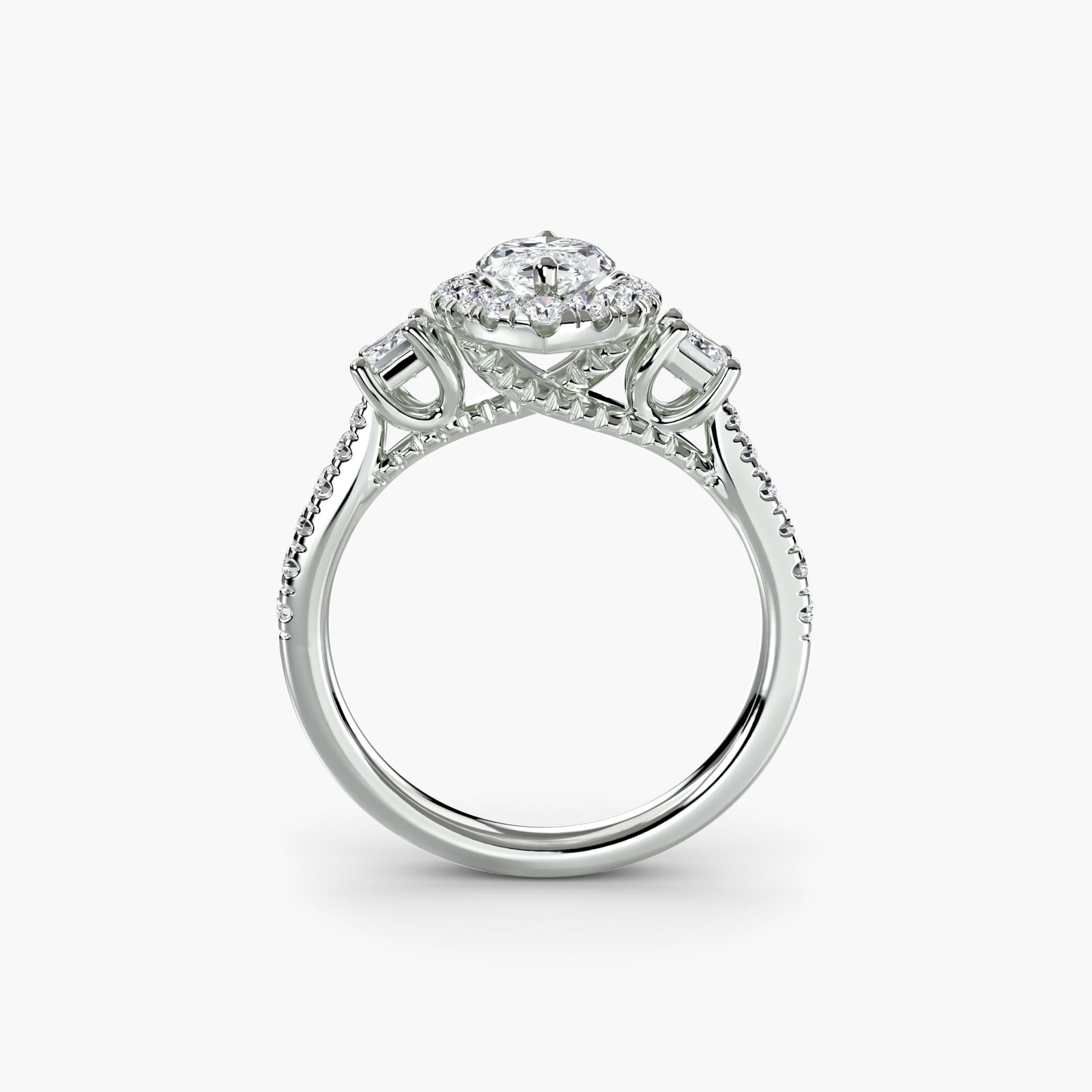 Halo Marquise 950 Platinum Ring Setting: Halo Marquise 950 Platinum Ring Setting The Halo Marquise 950 Platinum Ring Setting boasts a striking marquise shape with a halo of 32 lab-grown side stones, totaling 0.696 carats in total weight. Thi