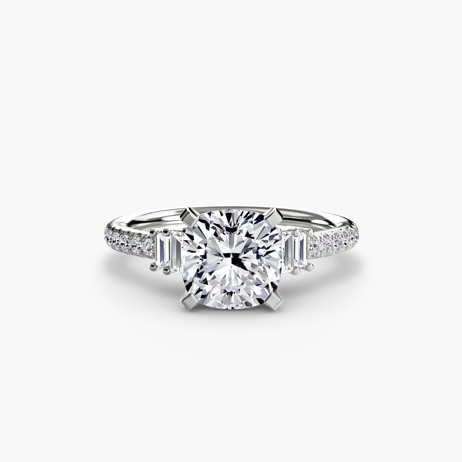Pave Cushion 950 Platinum Ring Setting - 2