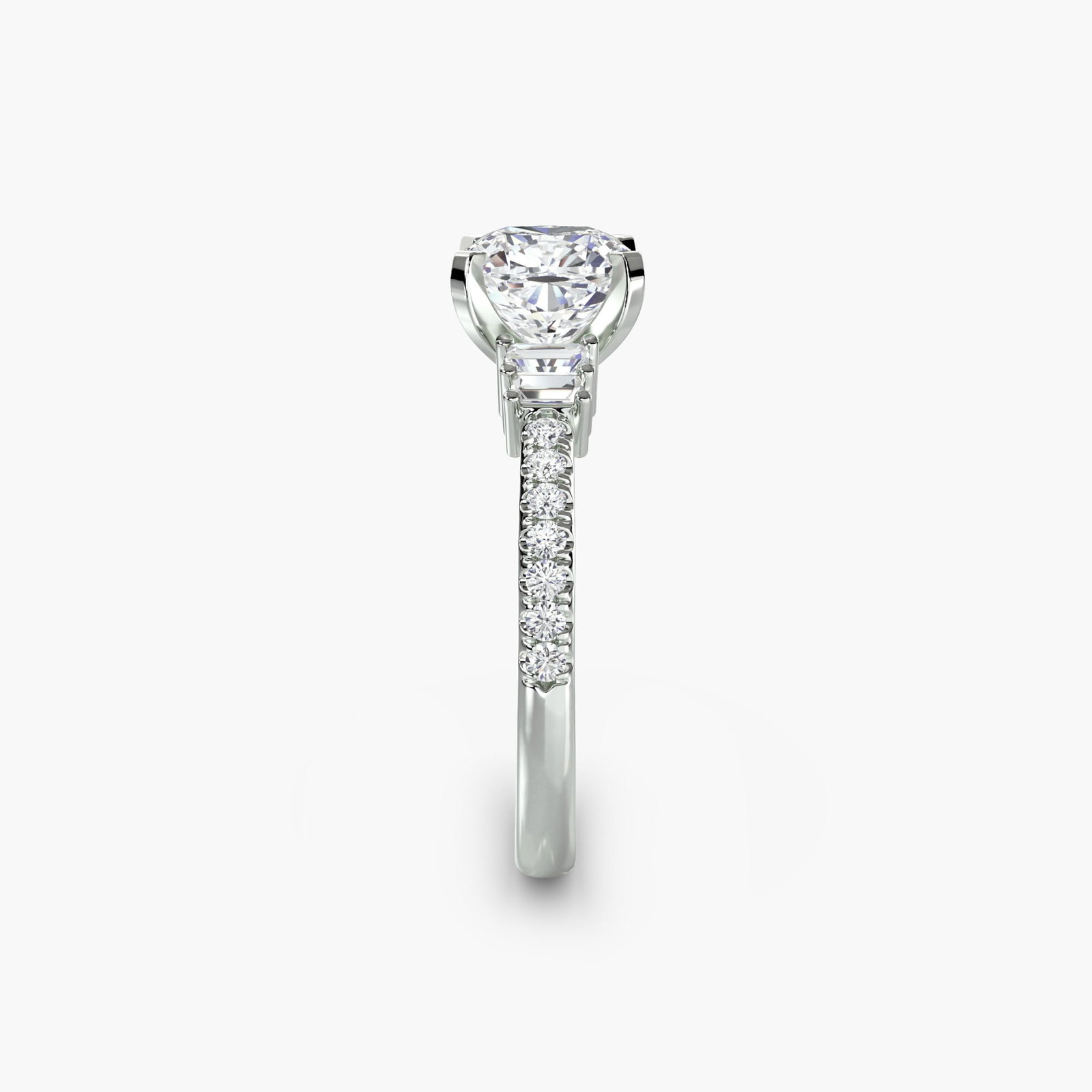 Pave Cushion 950 Platinum Ring Setting - 3