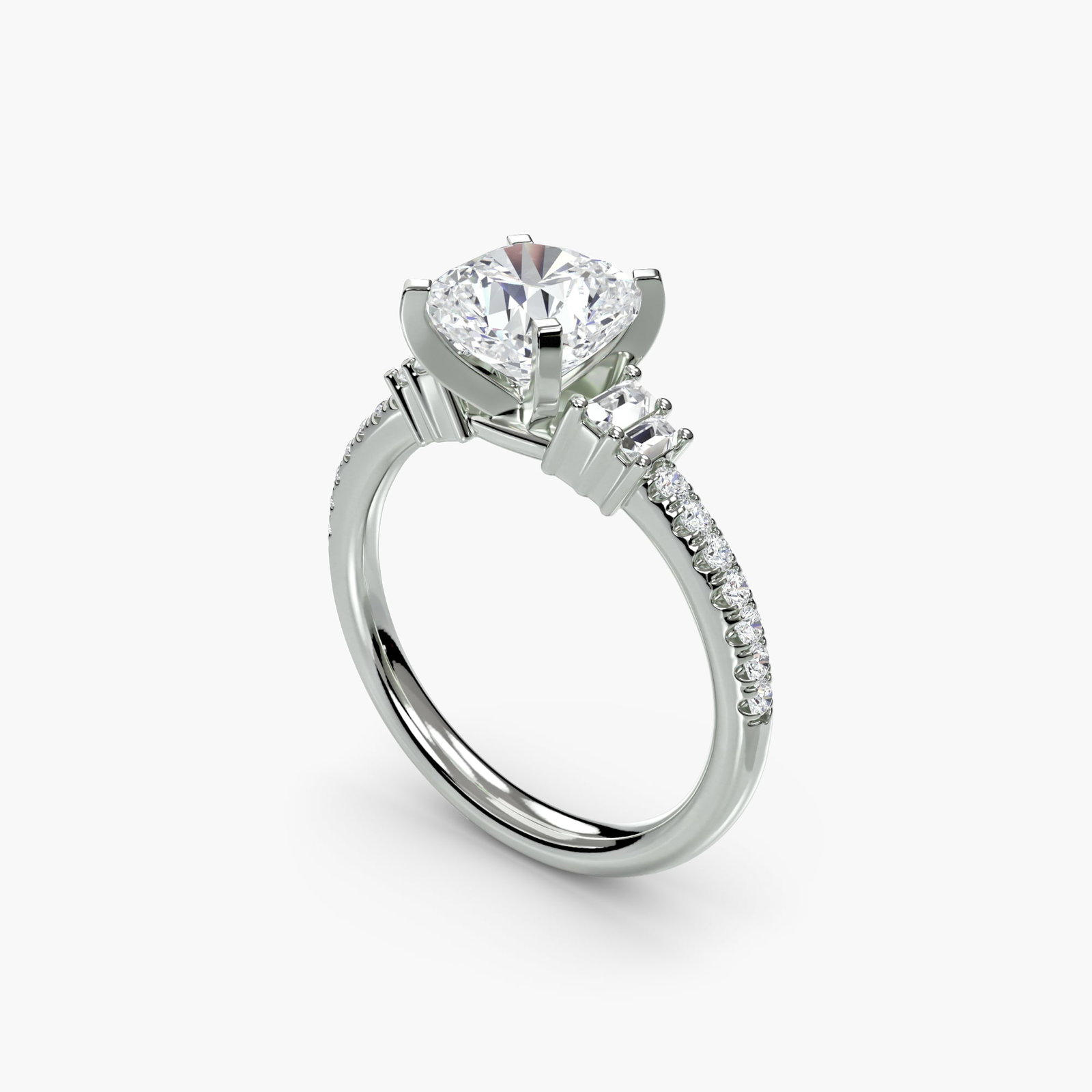 Pave Cushion 950 Platinum Ring Setting - 5