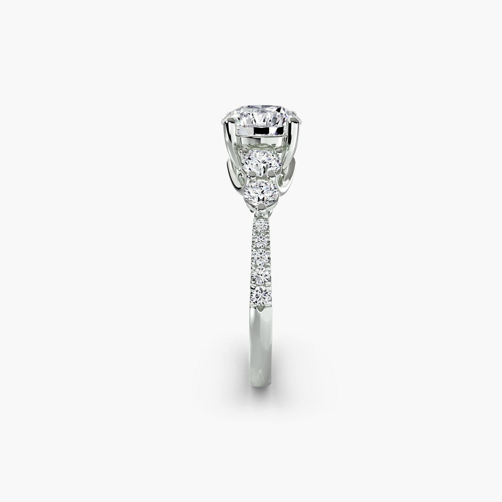 Pave Round 950 Platinum Ring Setting - 3