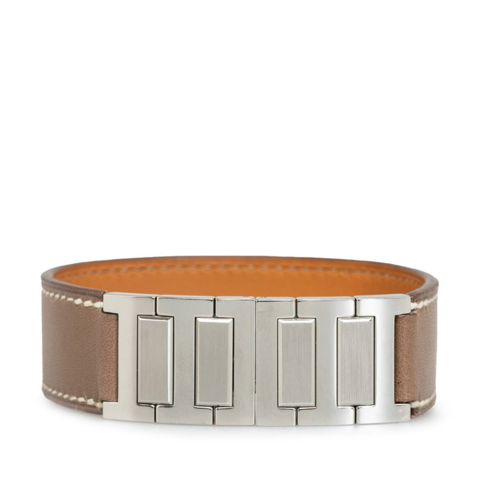 Hermes Charm Bracelet Leather, Metal: Hermes Charm Bracelet Leather, Metal This Herm?s charm bracelet boasts a rich brown leather strap and metal accents, offering a classic and sophisticated design. With its 17.5cm length, this