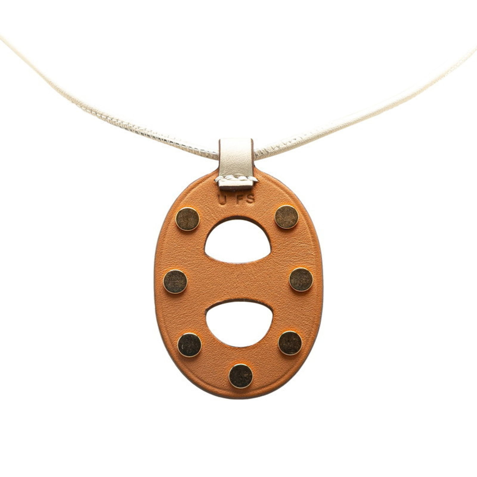 Hermes Chaine d'Ancre PM Stud Necklace Beige Brown Swift Leather Women's HERMES: Hermes Chaine d'Ancre PM Stud Necklace Beige Brown Swift Leather Women's HERMES Swift leather wraps around your neck in beige and brown hues, complemented by a classic Hermes PM stud necklace design. 