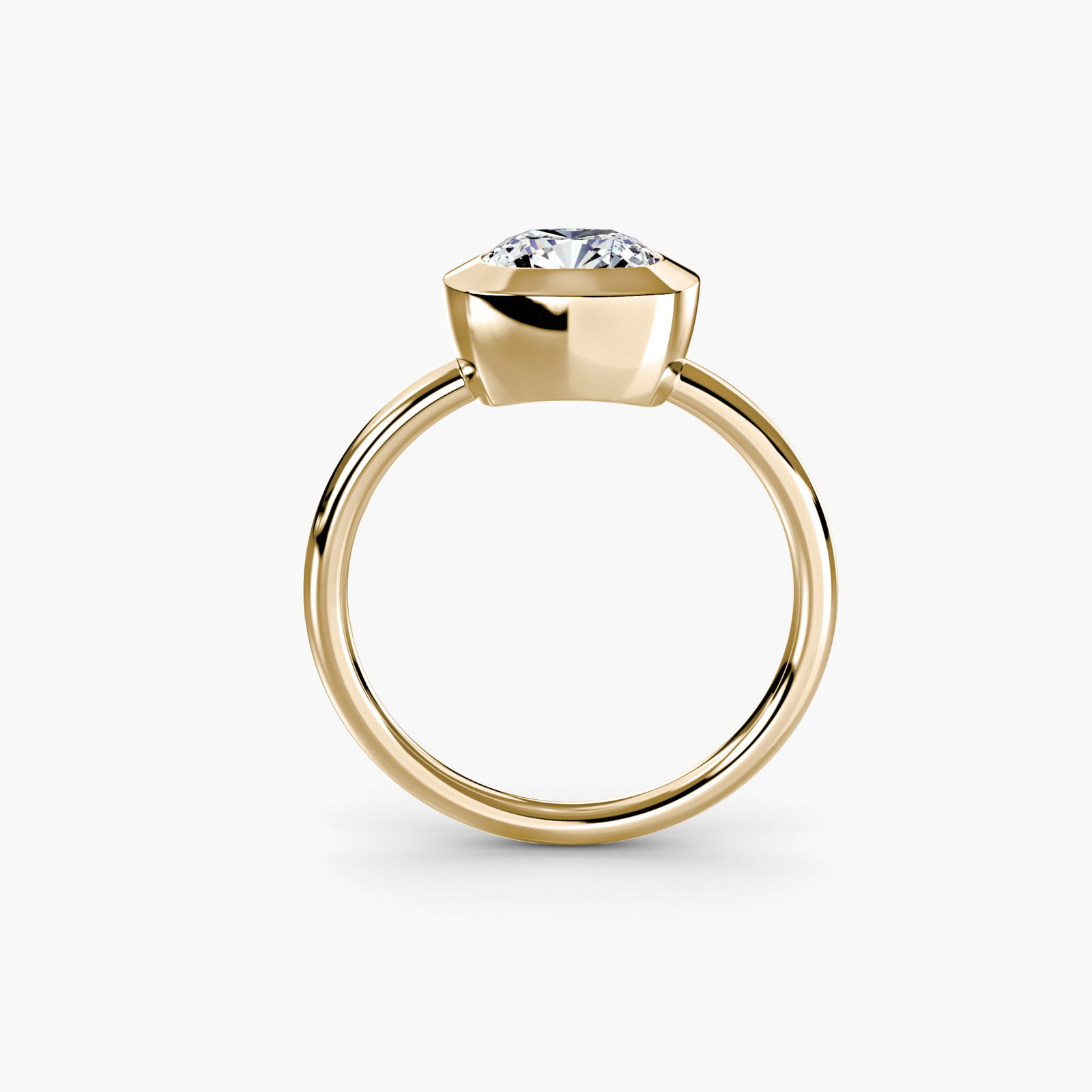 Solitaire Cushion 18Kt Yellow Gold Ring Setting: Solitaire Cushion 18Kt Yellow Gold Ring Setting Cushion-cut solitaire ring setting in 18Kt yellow gold, featuring a sturdy metal weight of 4.24 carats and a band width of 1.8mm. This new ring setting 