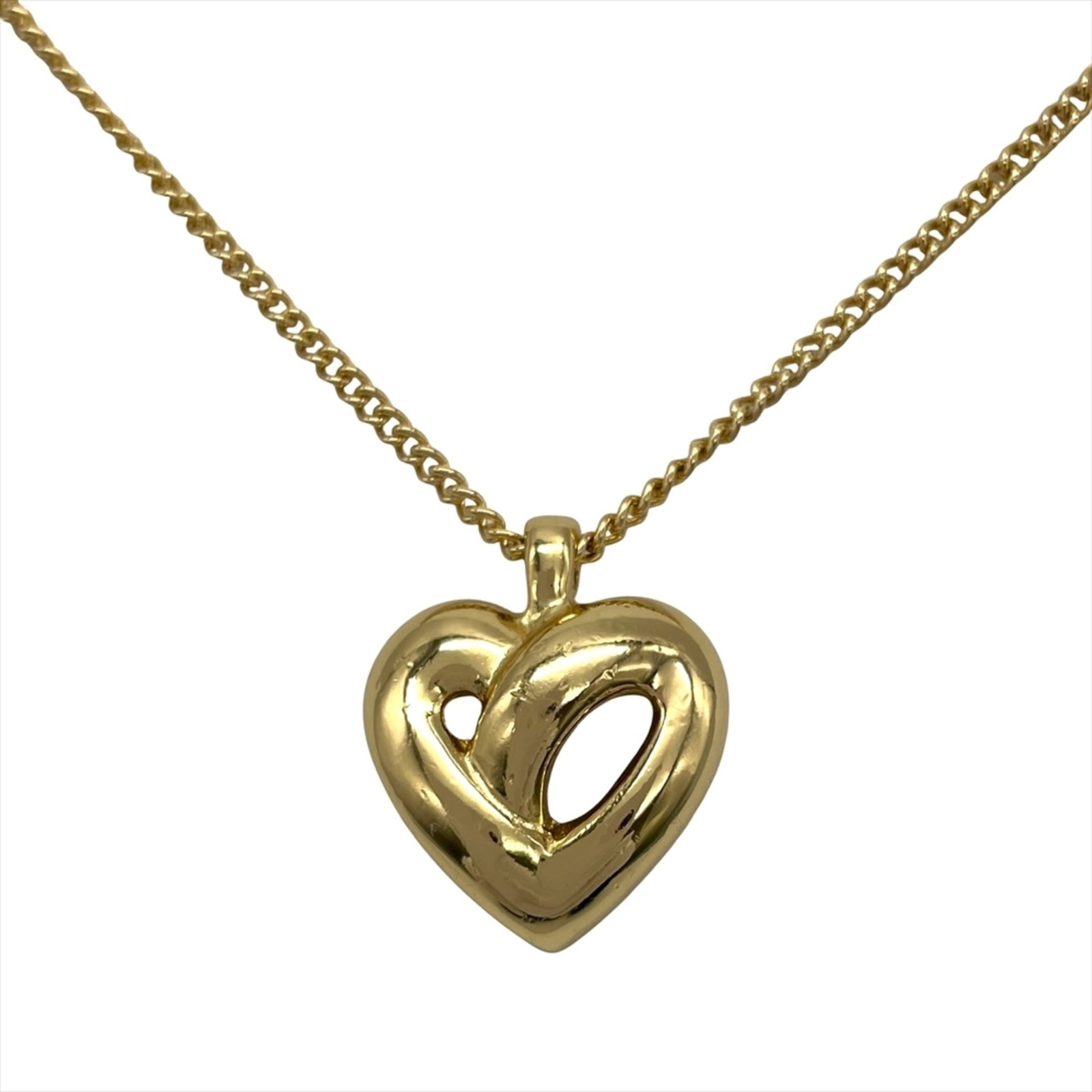 Christian Dior Dior heart motif necklace, metal, gold, for women.: Christian Dior Dior heart motif necklace, metal, gold, for women. The Christian Dior Dior heart motif necklace boasts a timeless gold metal design, featuring an elegant pendant with a distinctive hear