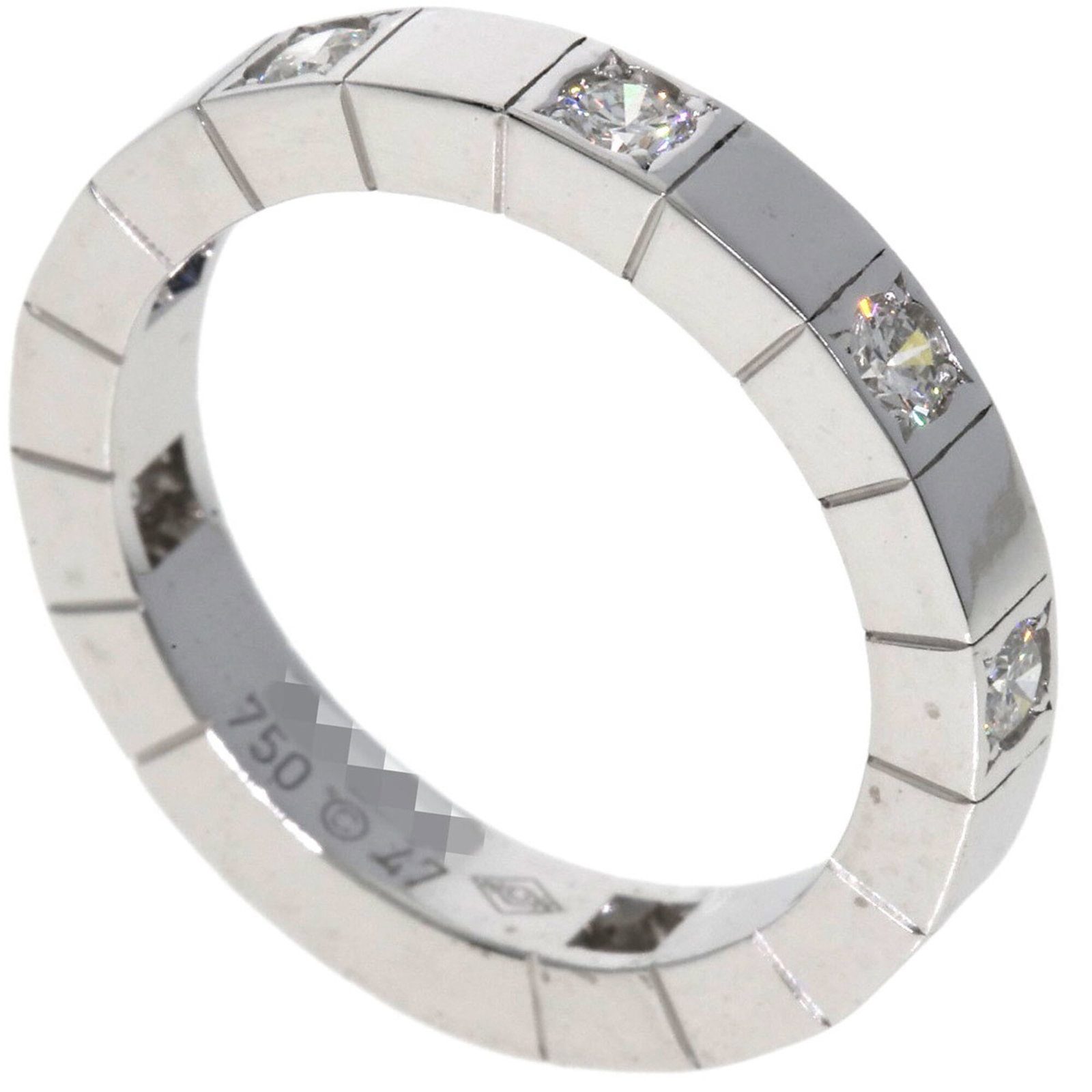 Cartier Band Ring White Gold (18K): Cartier Band Ring White Gold (18K) Cartier Band Ring White Gold (18K) features a sleek design with diamond stone. This 47mm band ring is made from high-quality white gold and falls in US size 4. In ex