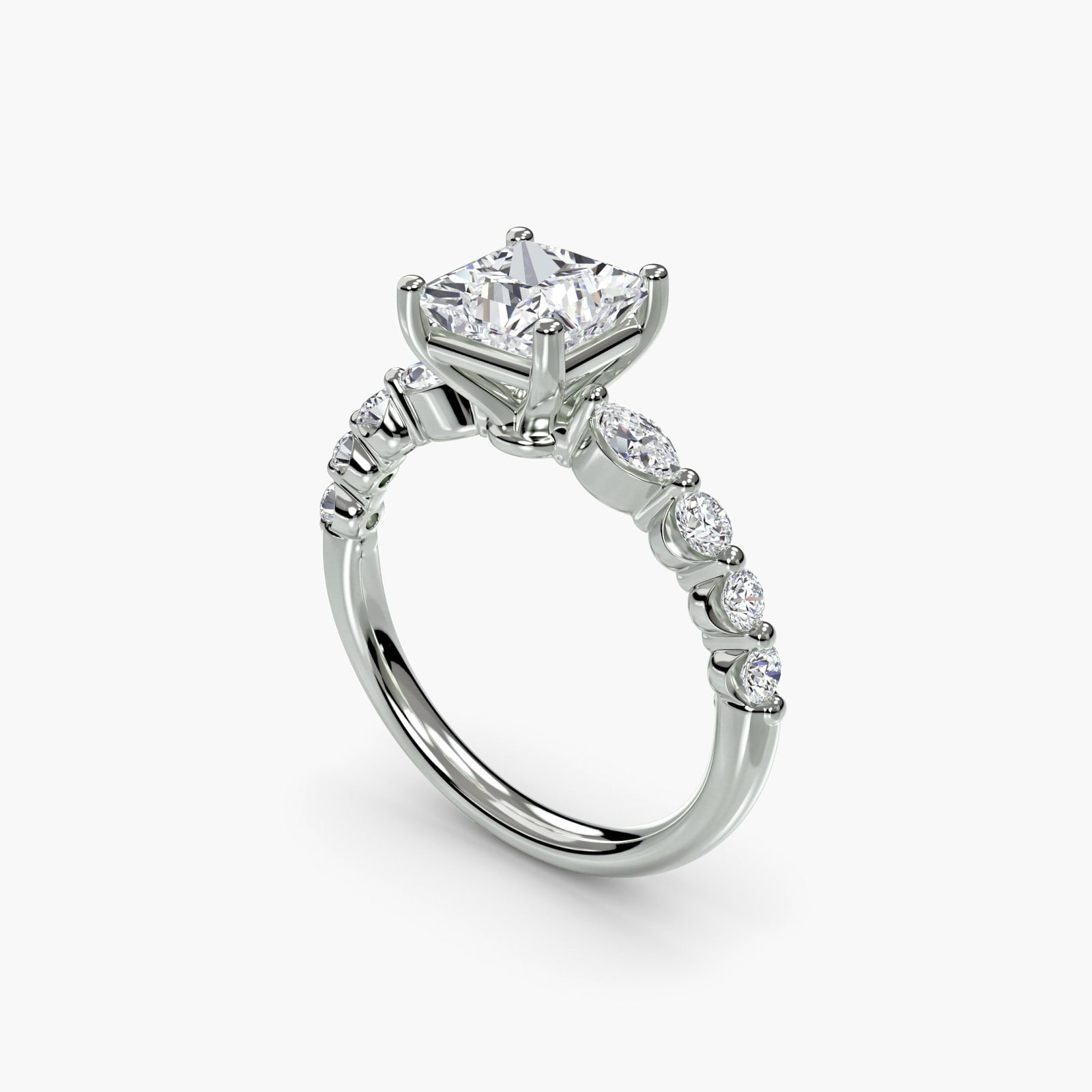 Pave Princess 950 Platinum Ring Setting - 5