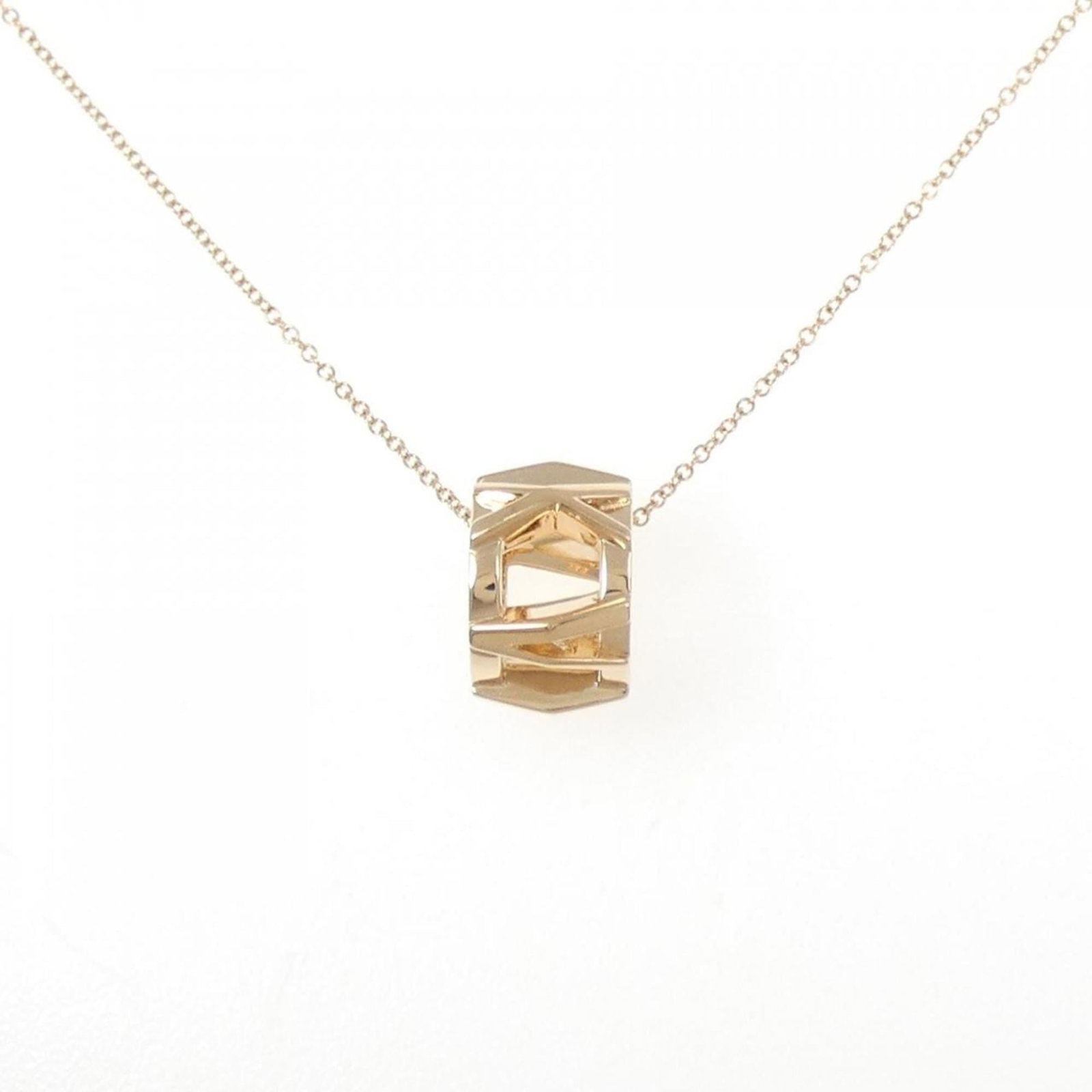 Tiffany Atlas Open Necklace: Tiffany Atlas Open Necklace The Tiffany Atlas Open Necklace boasts a stunning pink gold (18K) design with intricate details. This beautiful piece features a pendant of 13.6mm x 8.4mm size and comes in
