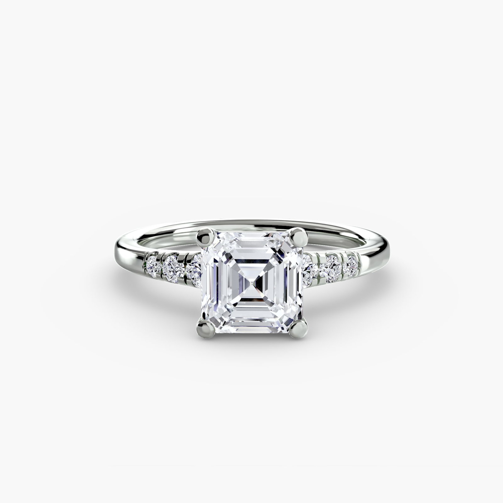 Solitaire Asscher 950 Platinum Ring Setting - 2