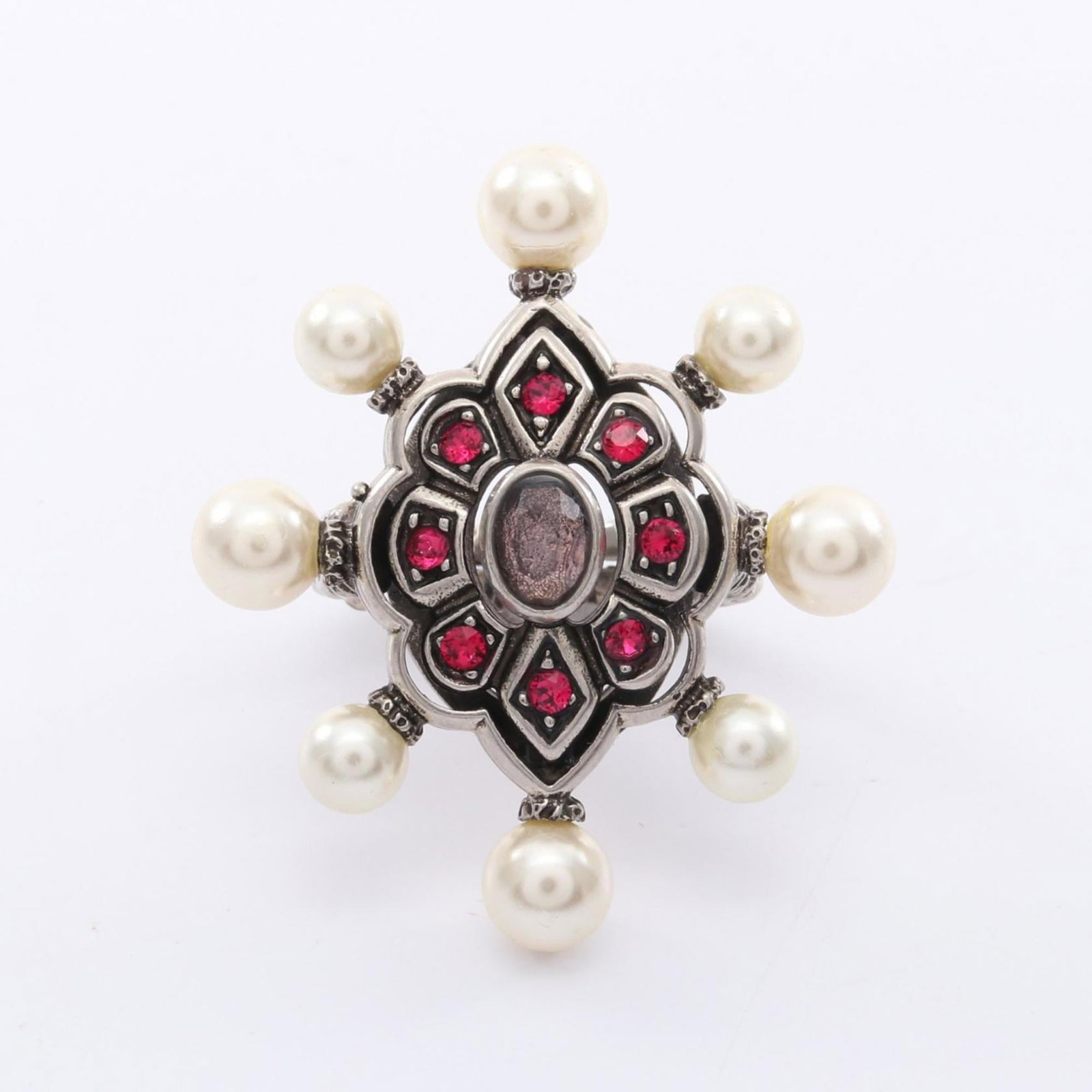 Gucci Band Ring Artificial Pearl, Rhinestone, Stainless Steel (1 of 7)